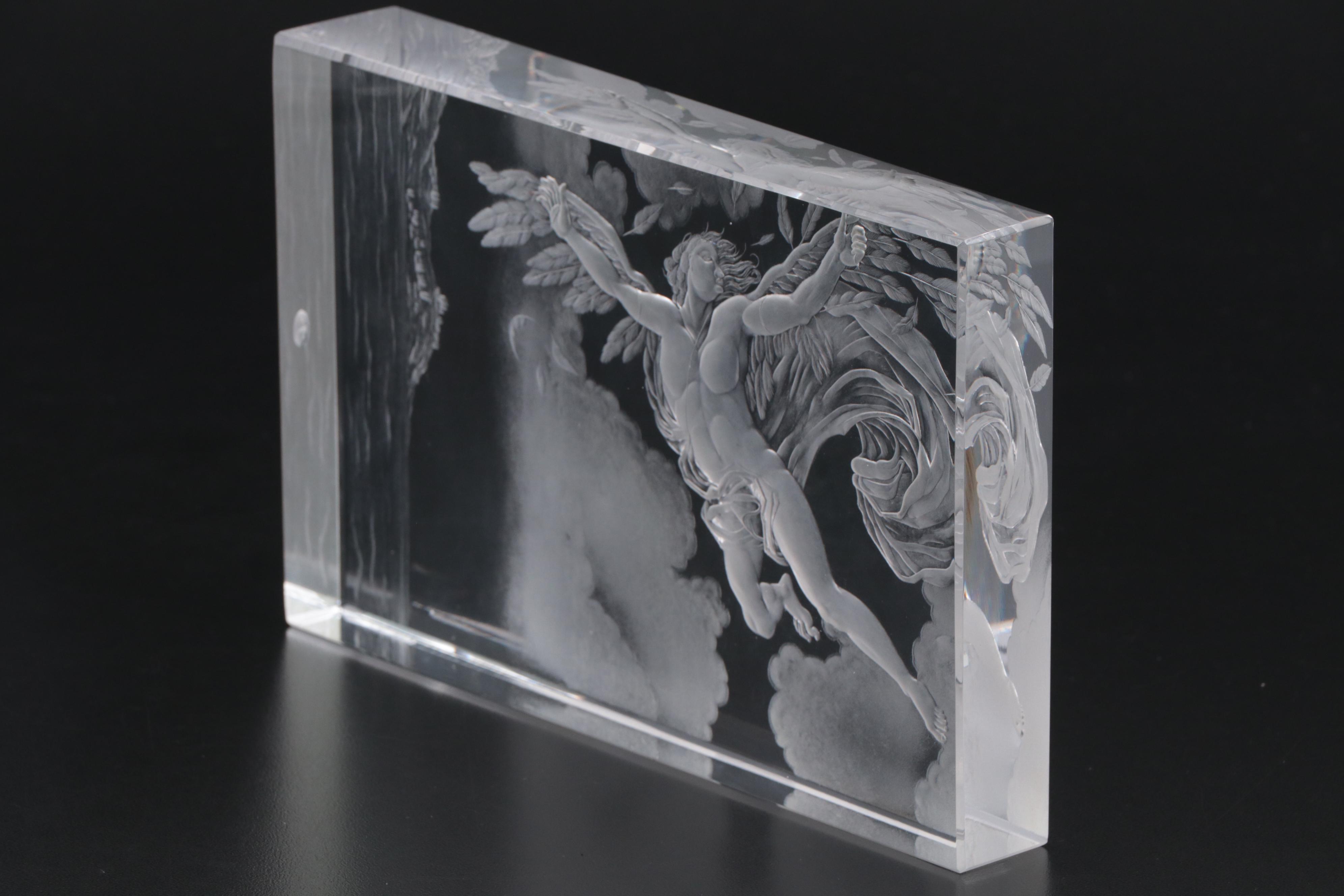 Tejkl Brothers for Atelier Chalupka –Tejkl "Icarus" Engraved Czech Crystal Block