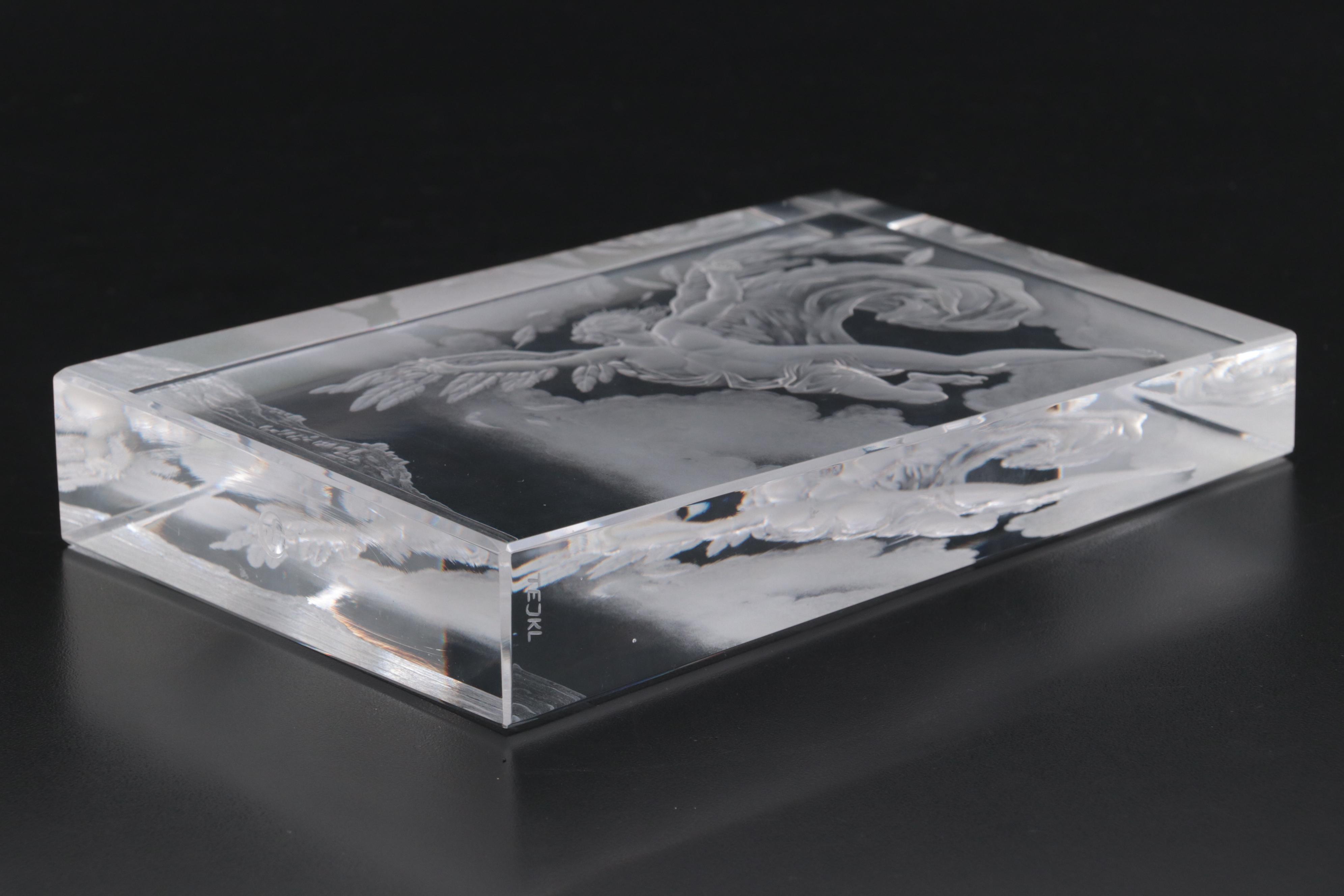 Tejkl Brothers for Atelier Chalupka –Tejkl "Icarus" Engraved Czech Crystal Block