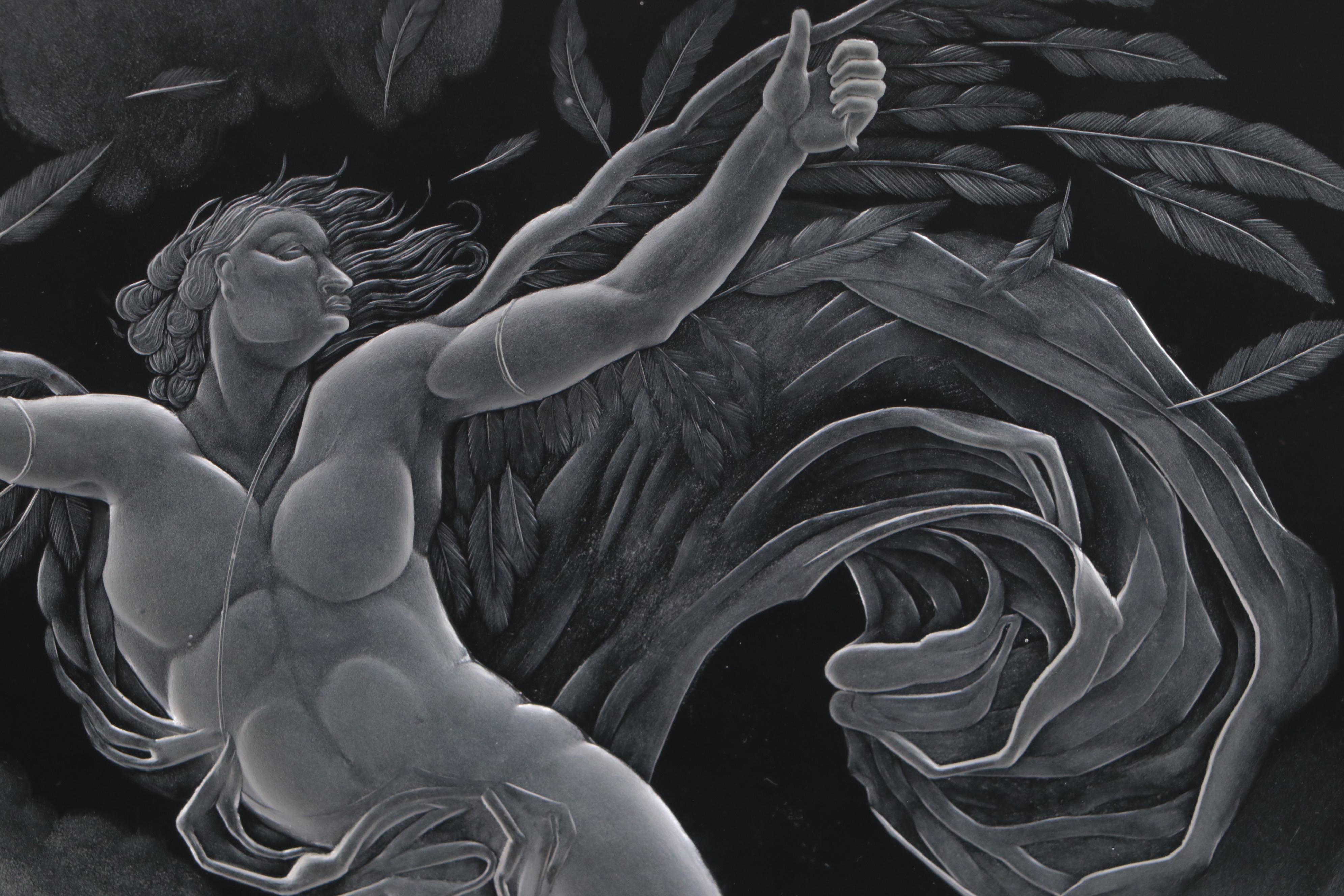 Tejkl Brothers for Atelier Chalupka –Tejkl "Icarus" Engraved Czech Crystal Block