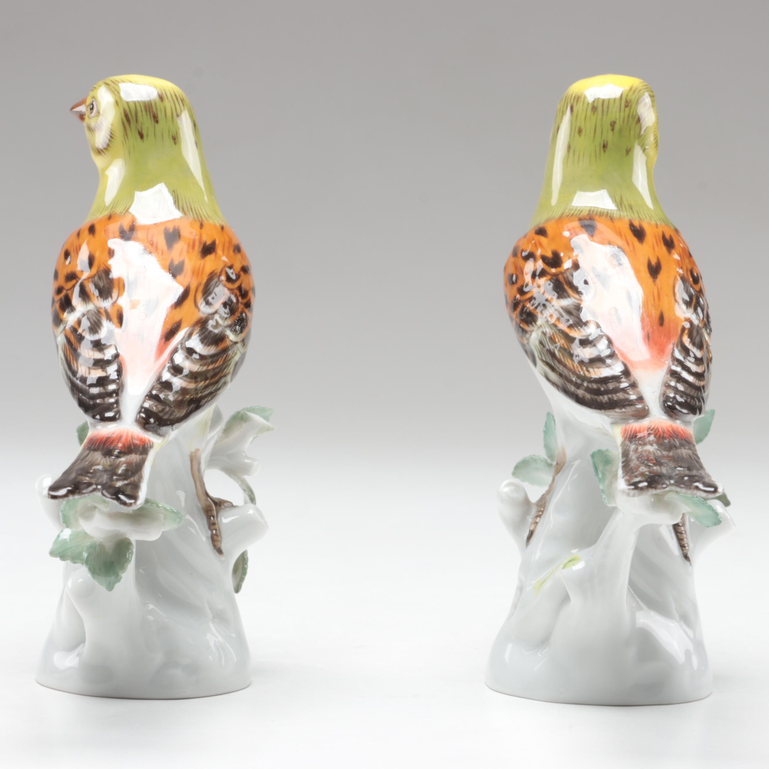 Meissen Porcelain Yellowhammer Bird Figurines, 20th Century