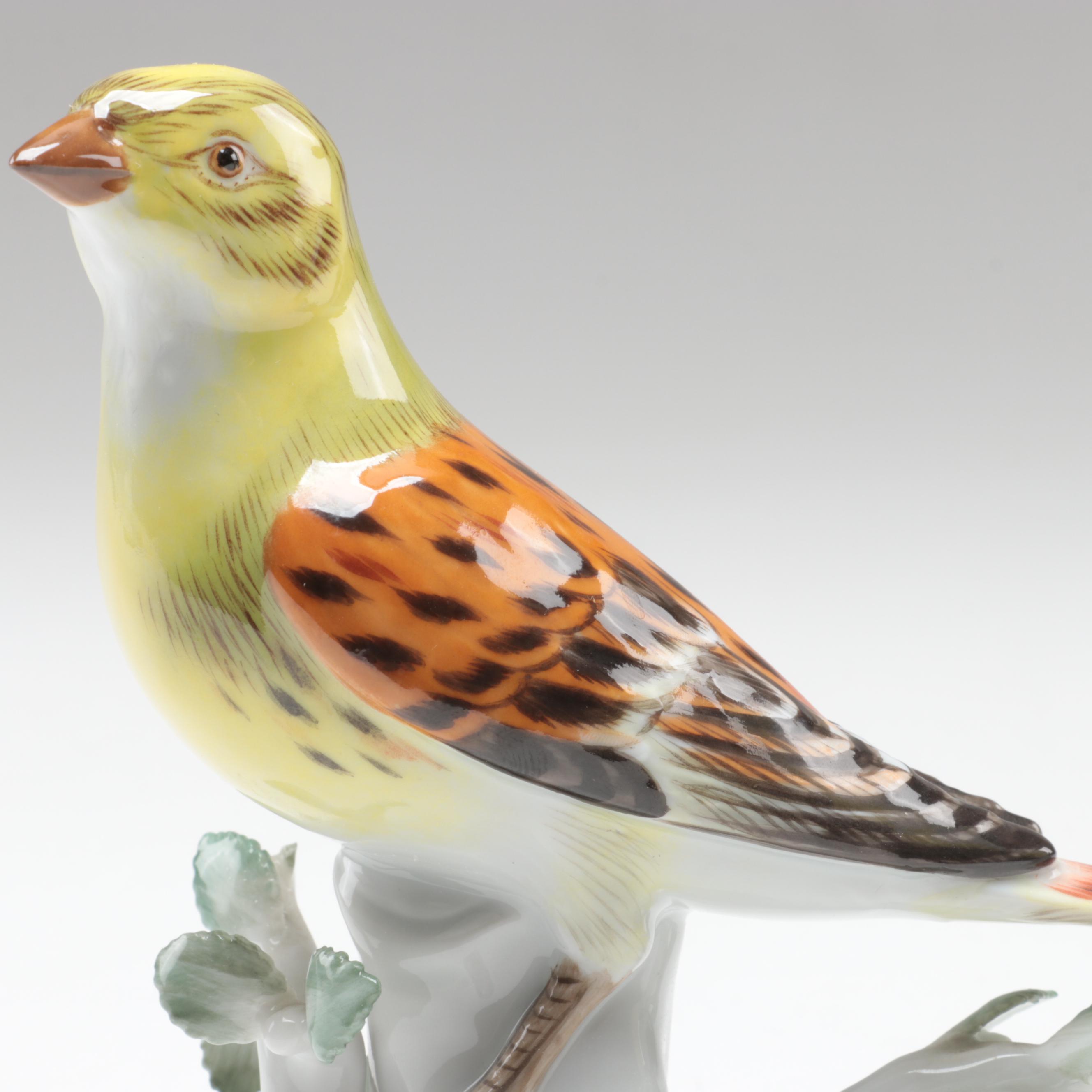 Meissen Porcelain Yellowhammer Bird Figurines, 20th Century