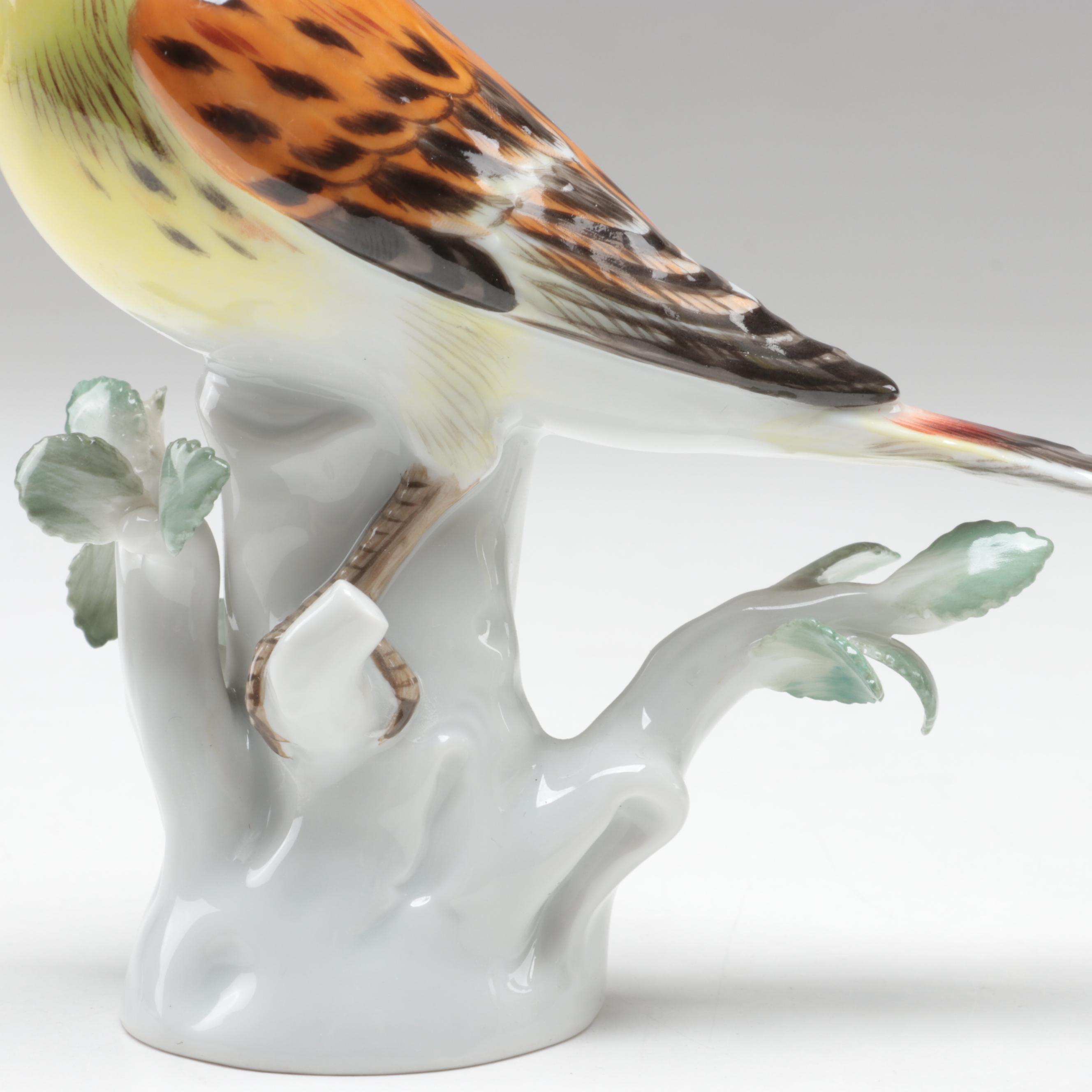 Meissen Porcelain Yellowhammer Bird Figurines, 20th Century