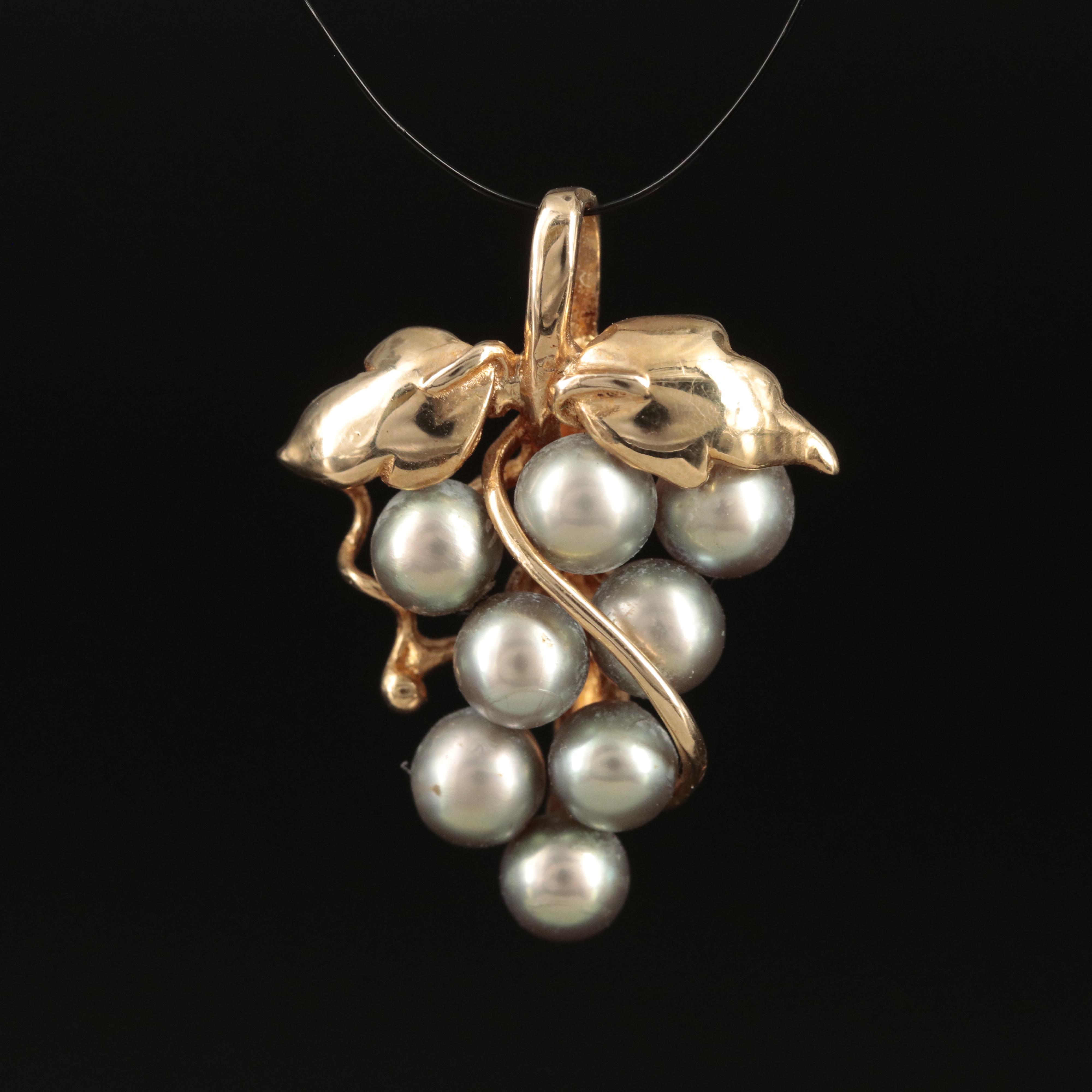14K Pearl Grape Cluster Pendant