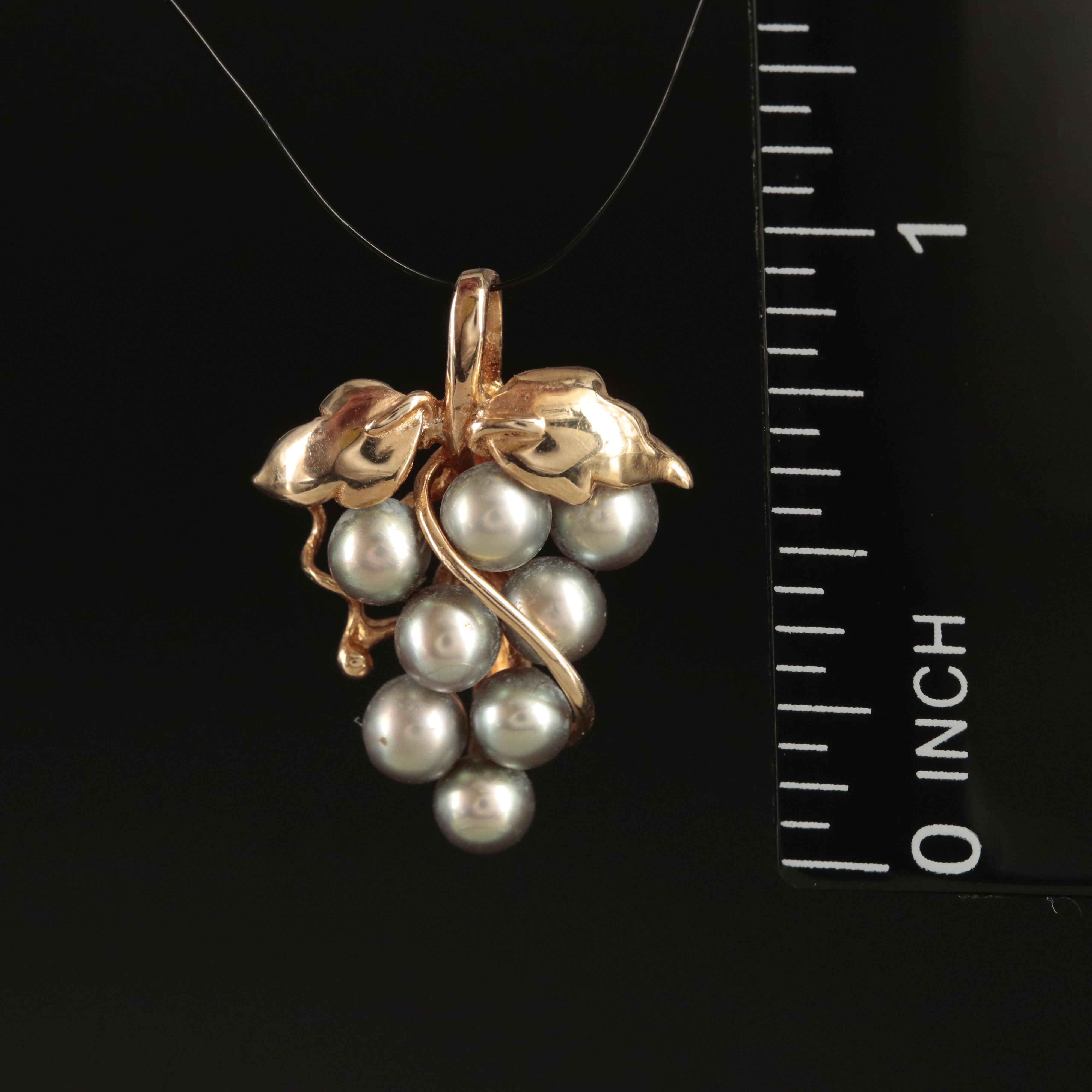 14K Pearl Grape Cluster Pendant