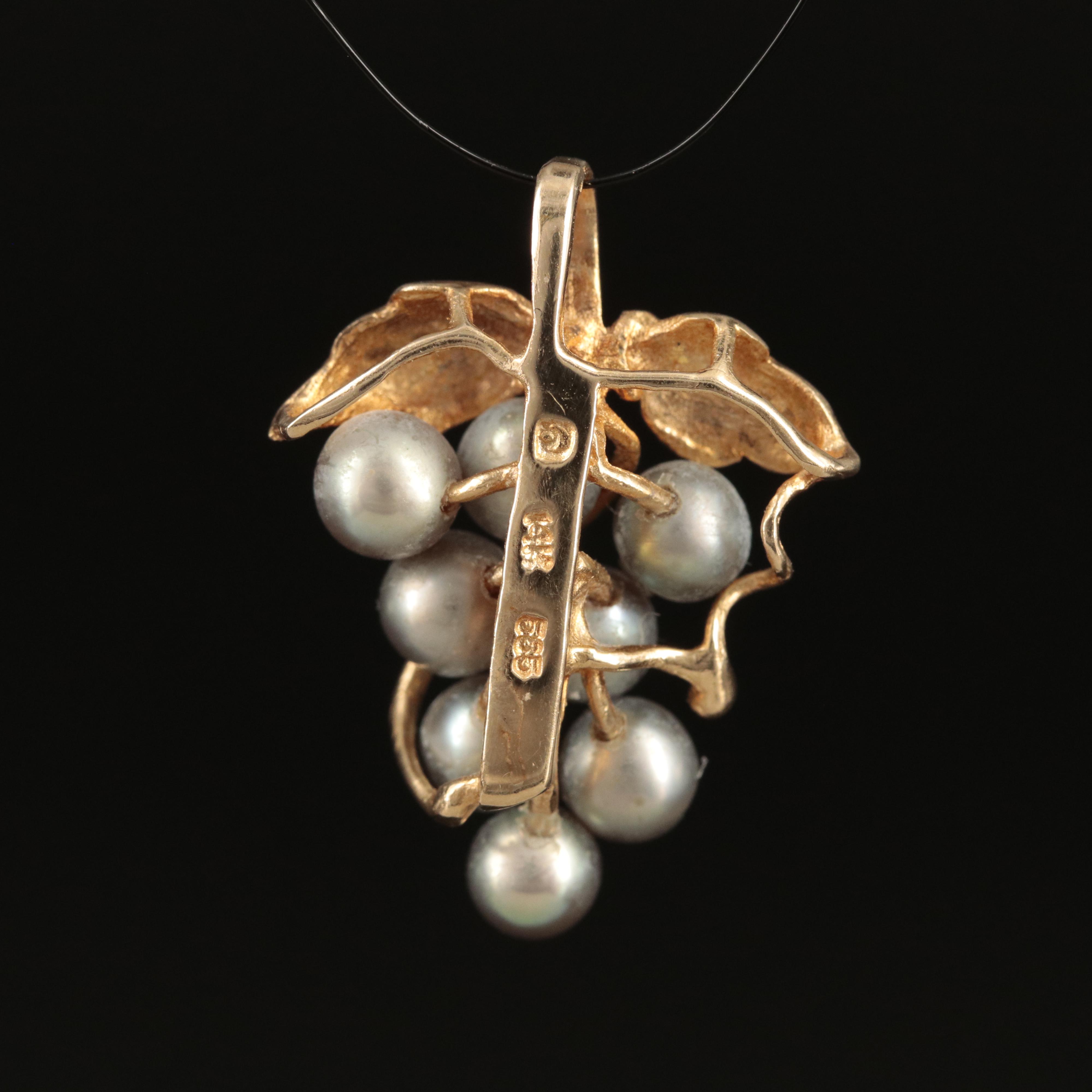 14K Pearl Grape Cluster Pendant