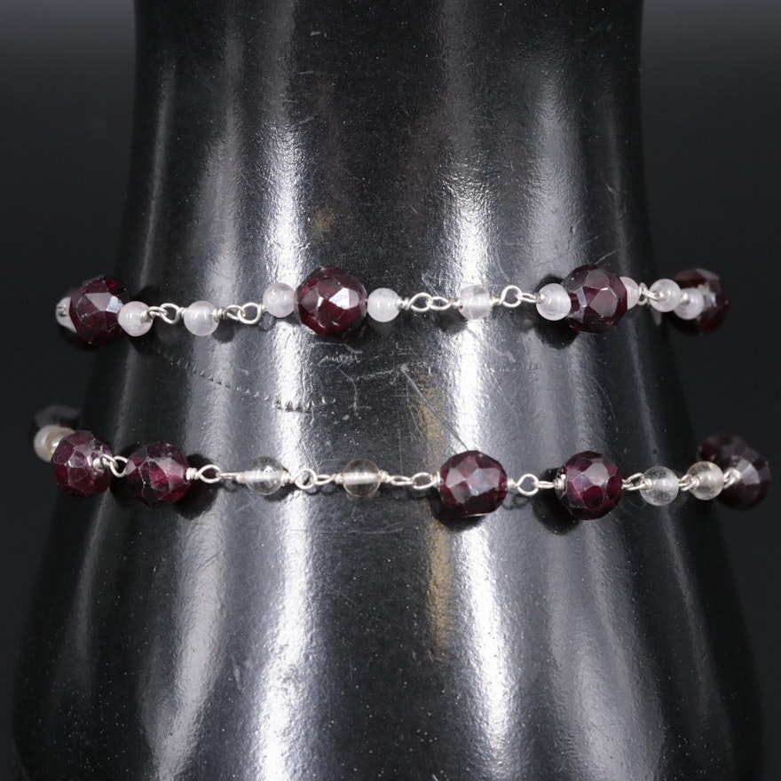 Sterling Silver Gemstone Bracelet Set