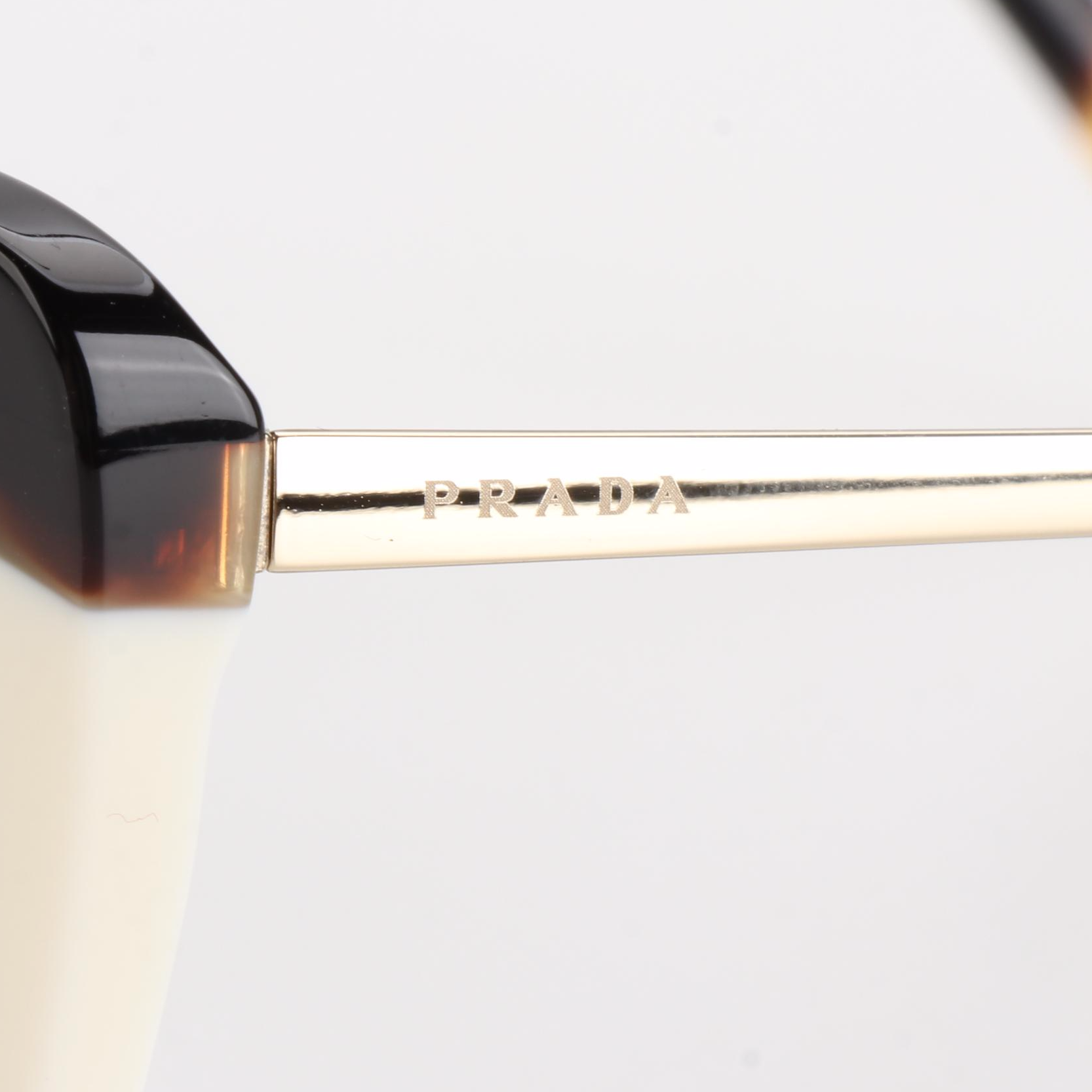 Prada SPR25X White/Havana Cat Eye Sunglasses with Case and Box