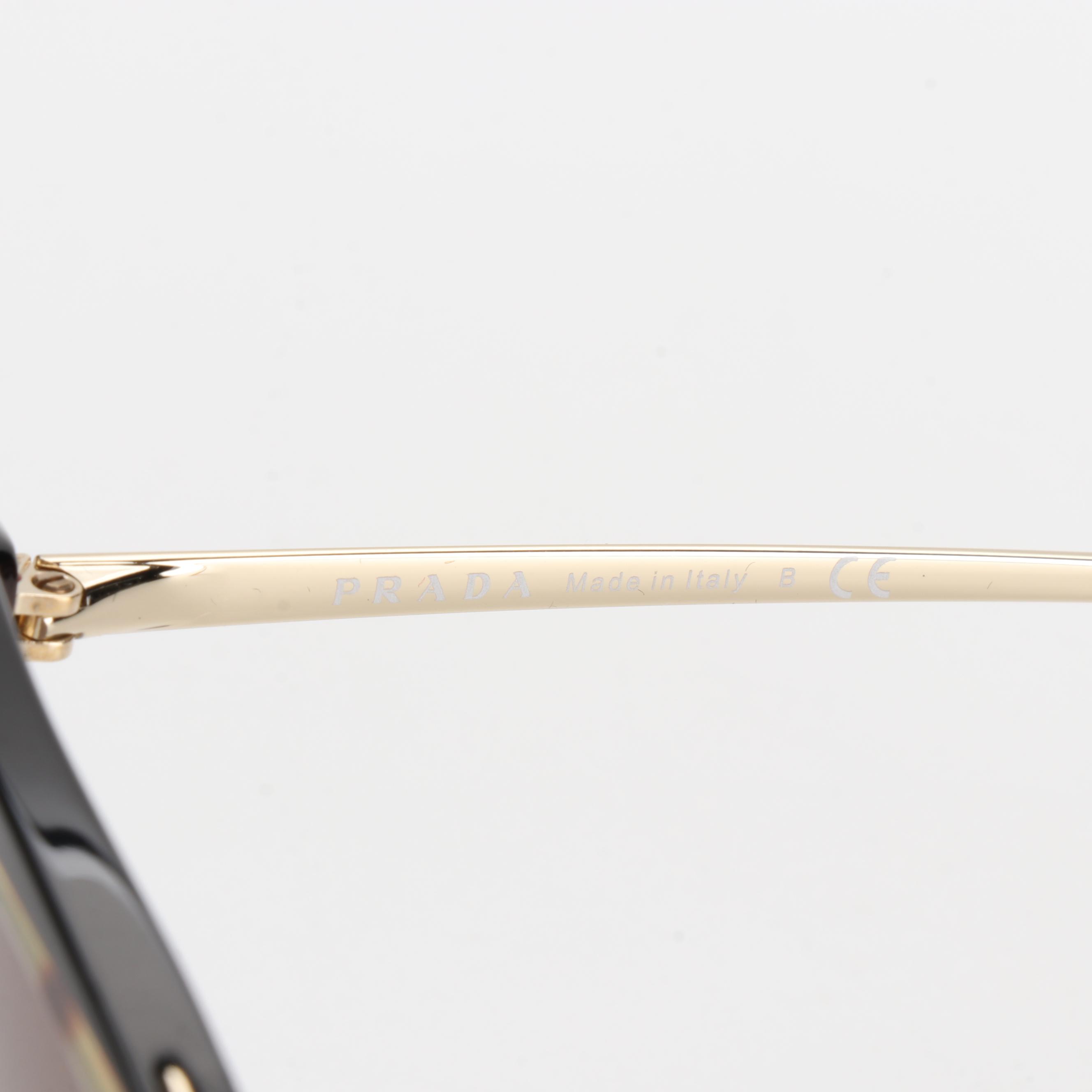 Prada SPR25X White/Havana Cat Eye Sunglasses with Case and Box