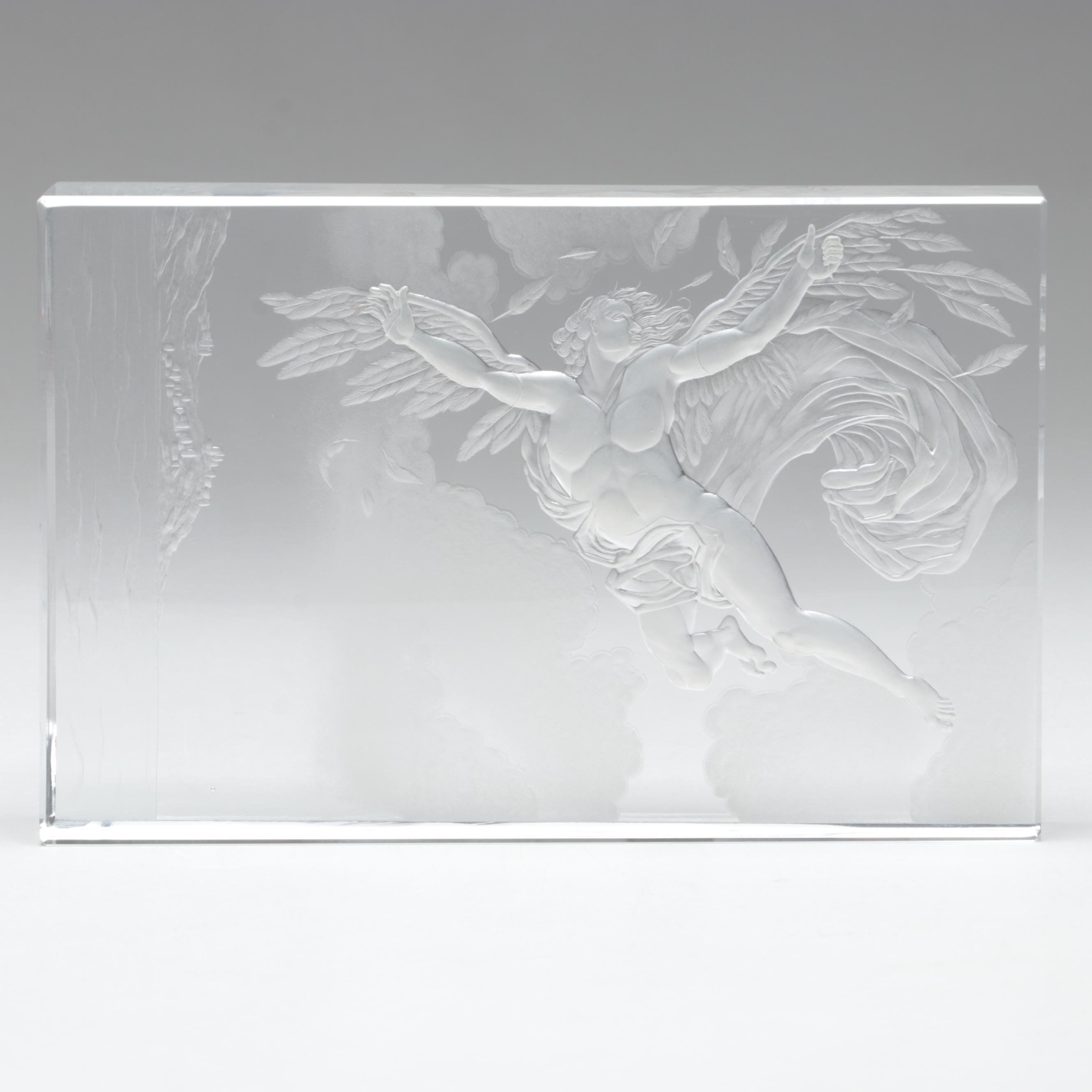 Tejkl Brothers for Atelier Chalupka –Tejkl "Icarus" Engraved Czech Crystal Block