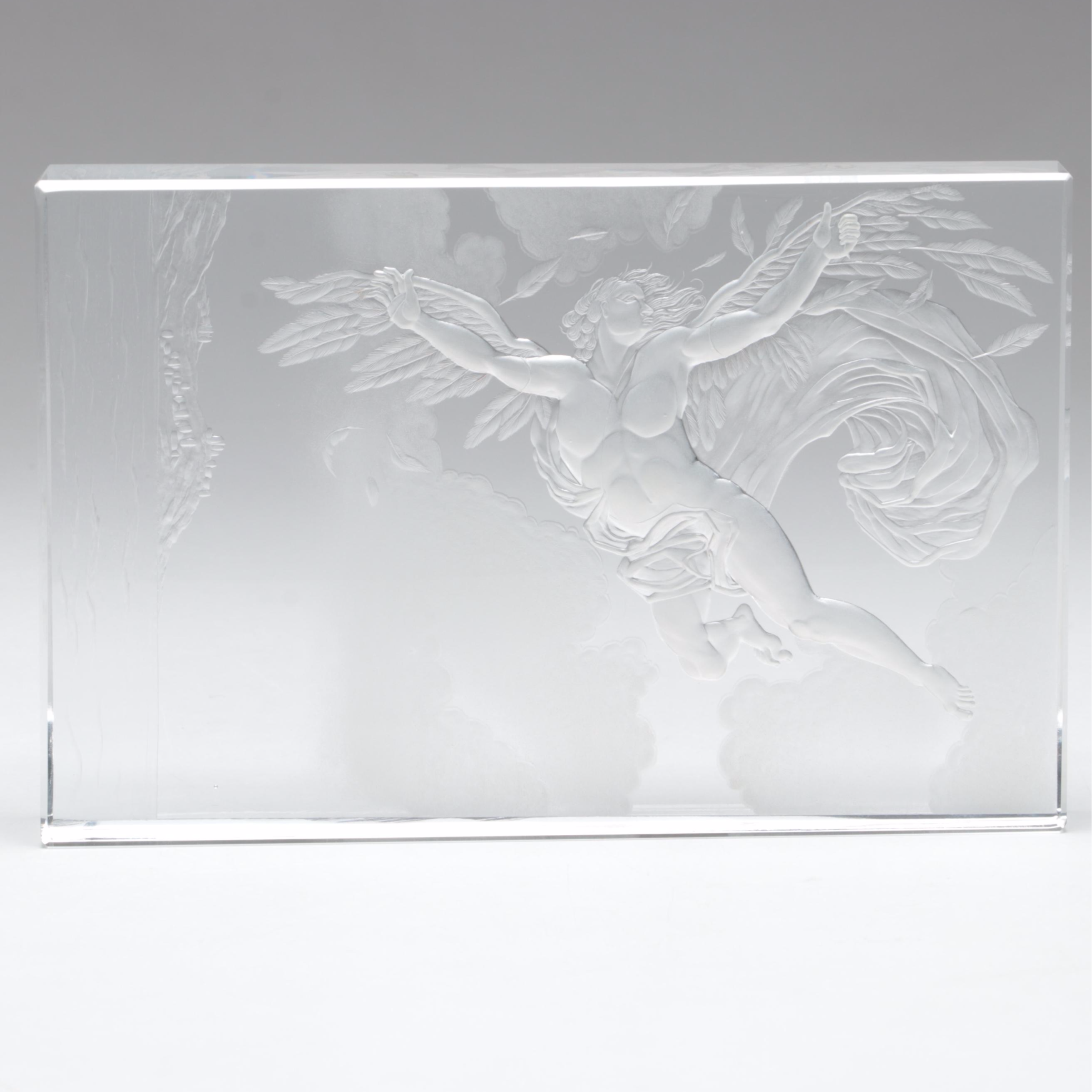 Tejkl Brothers for Atelier Chalupka –Tejkl "Icarus" Engraved Czech Crystal Block