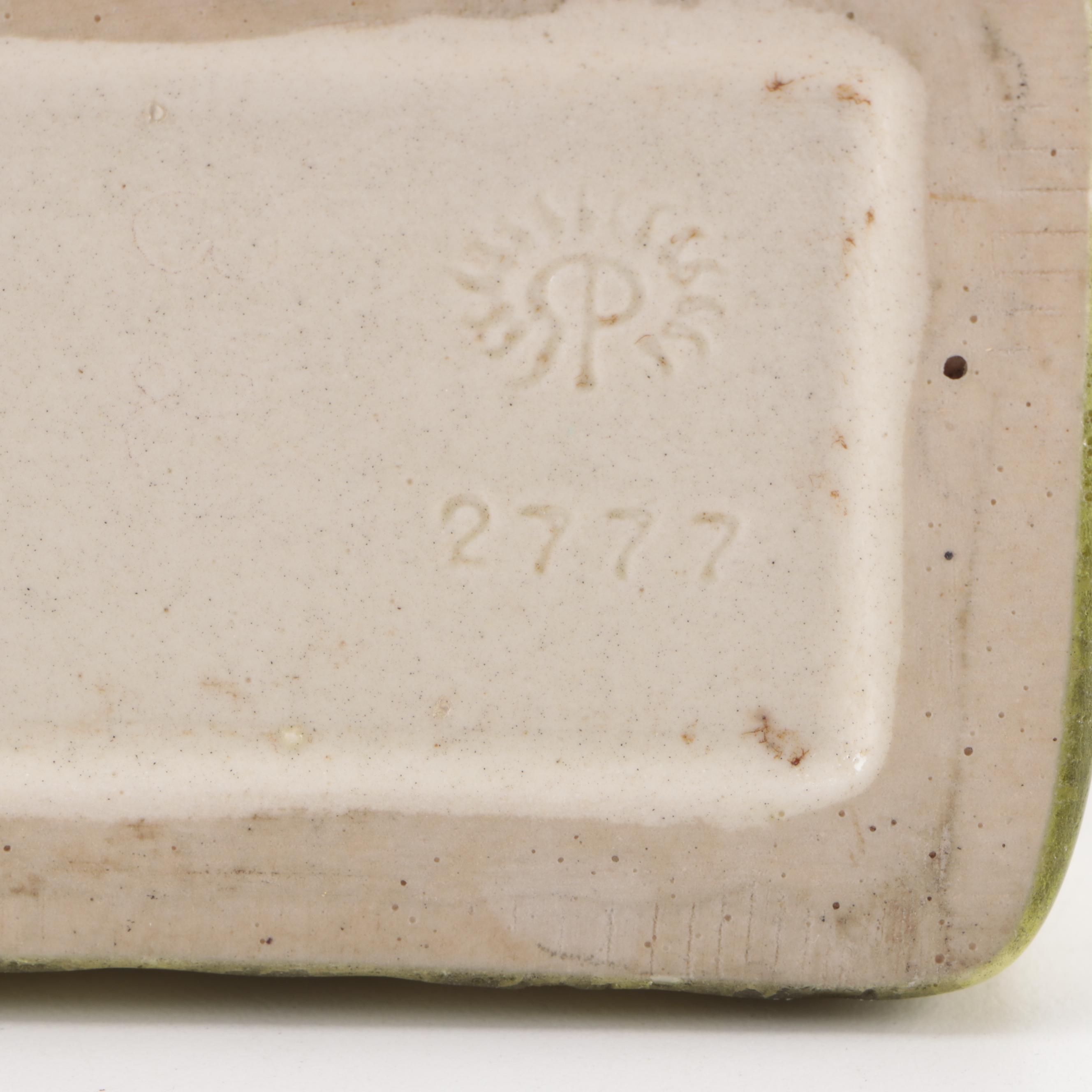 Rookwod Pottery High Glaze Green Dog Paperweight, 1900