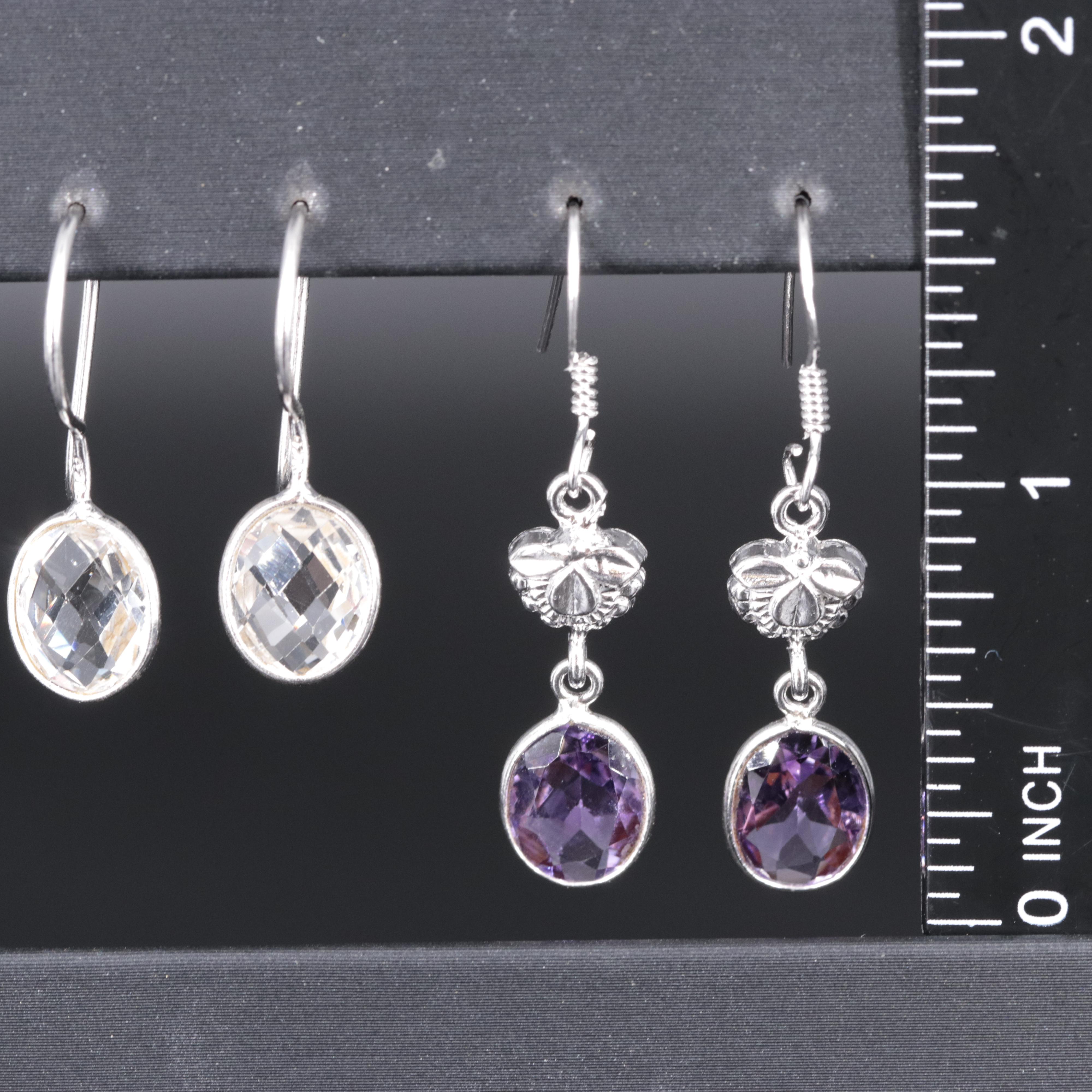 Sterling Silver Earrings Including Gemstones