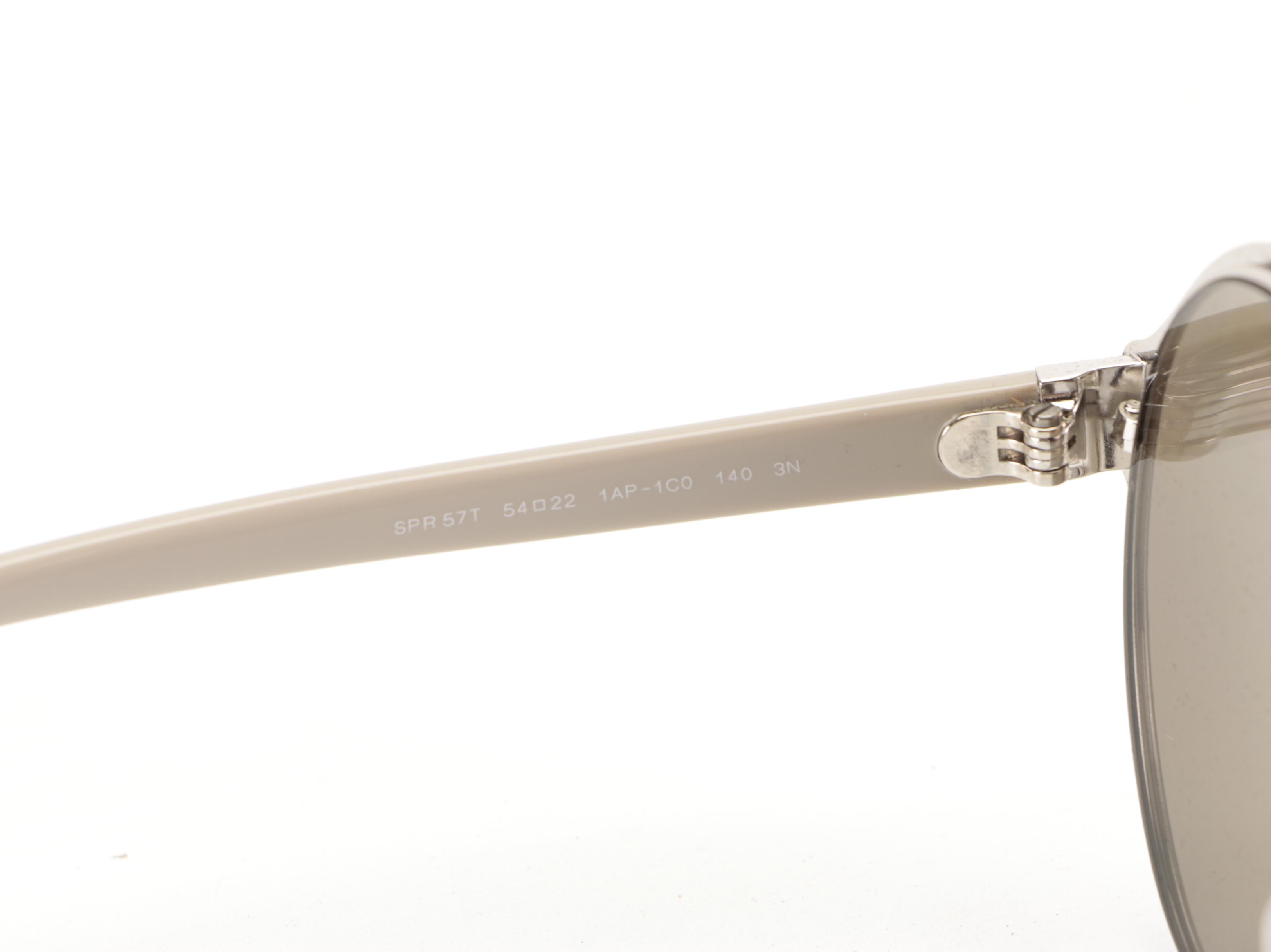 Prada SPR57T Round Sunglasses in Silver/Gray with Case and Box