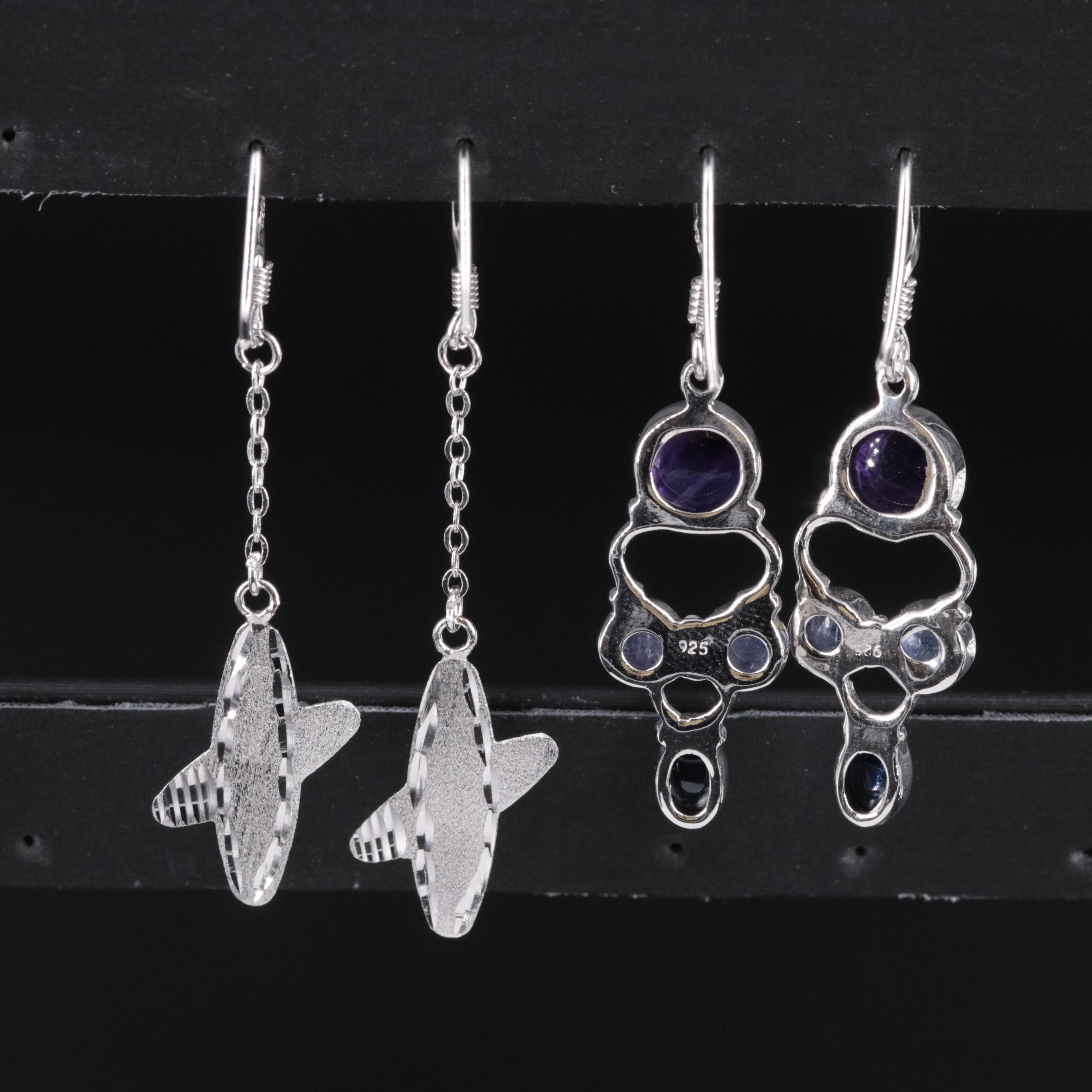 Sterling Silver Earrings Featuring Gemstones