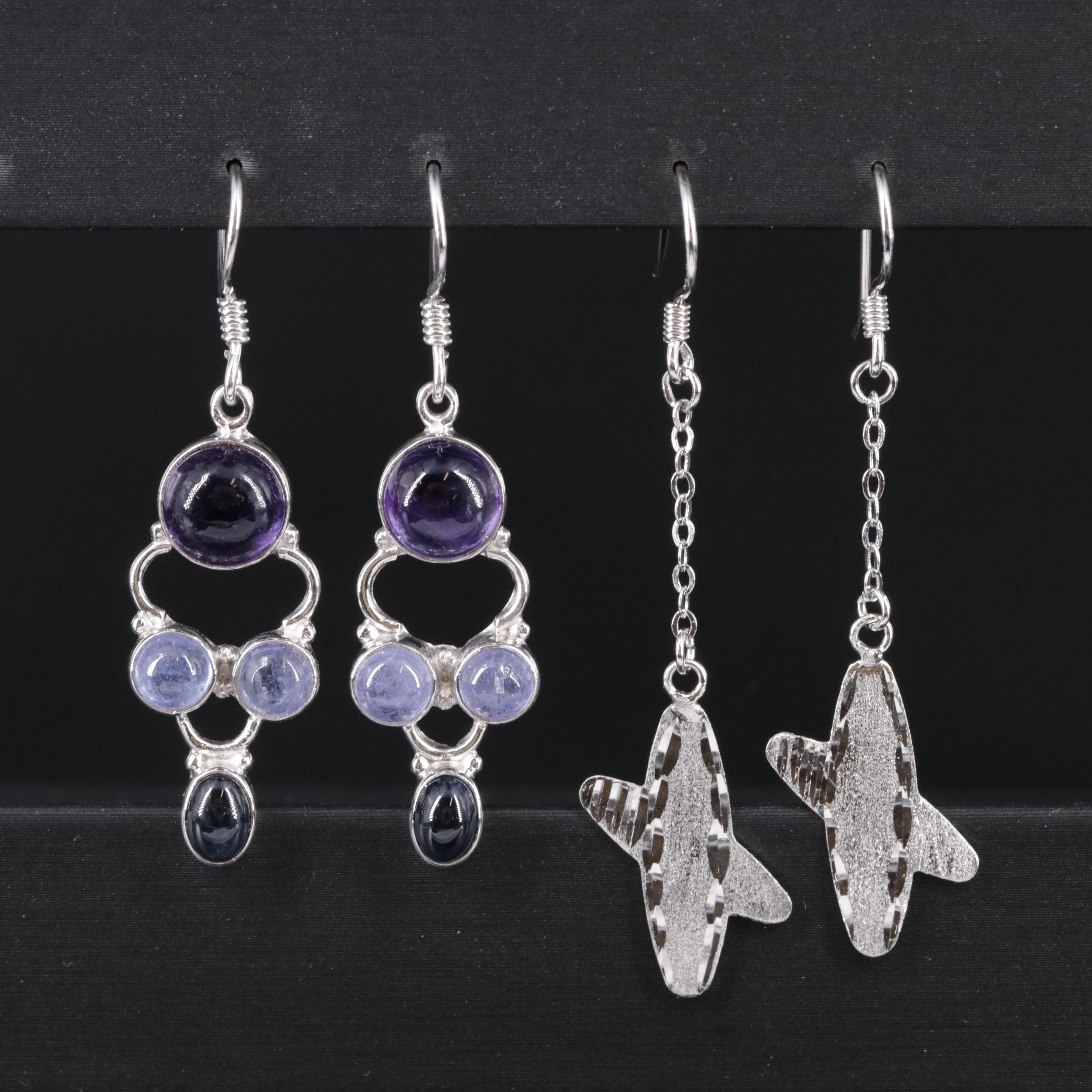 Sterling Silver Earrings Featuring Gemstones