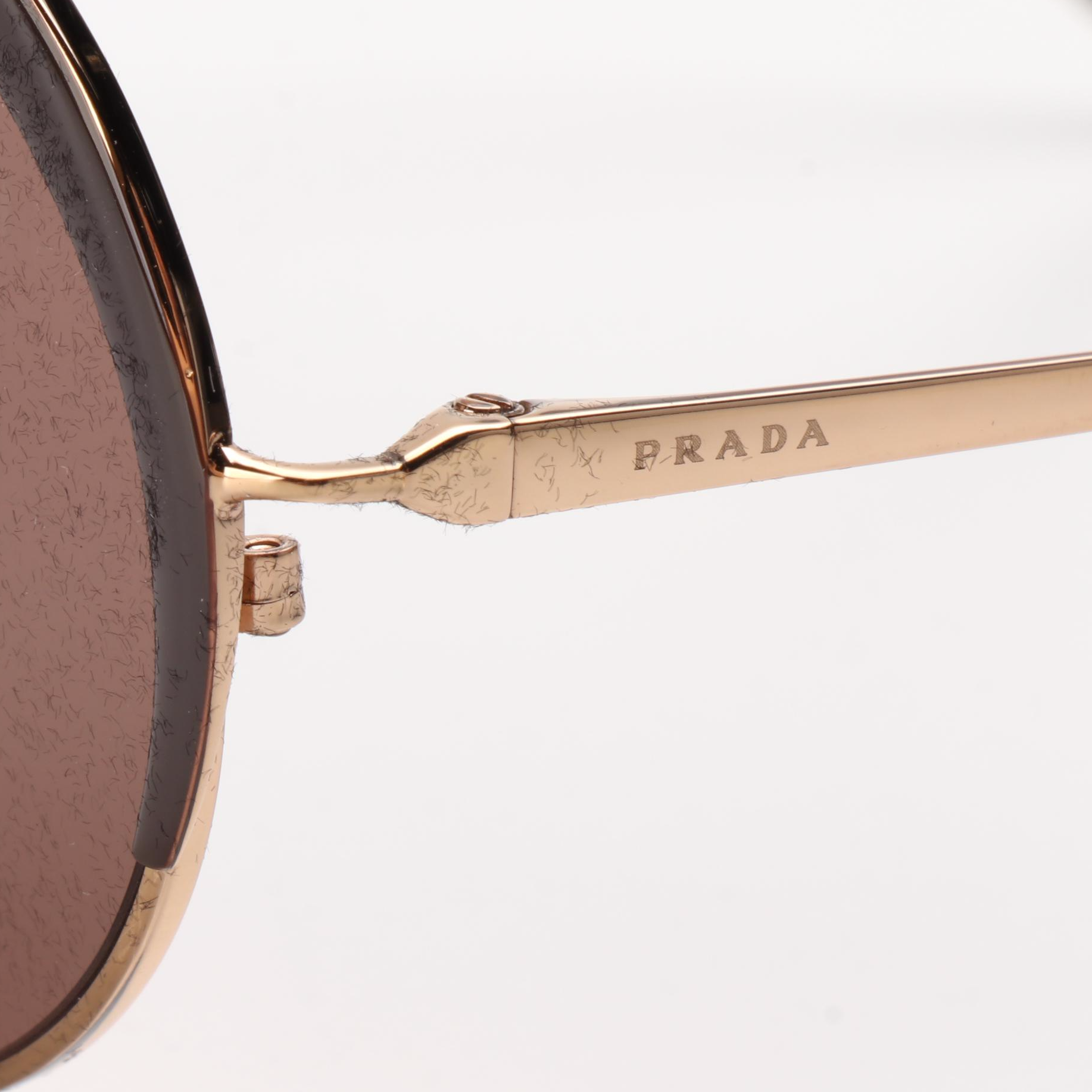 Prada SPR55V Copper Tone Round Sunglasses with Case and Box