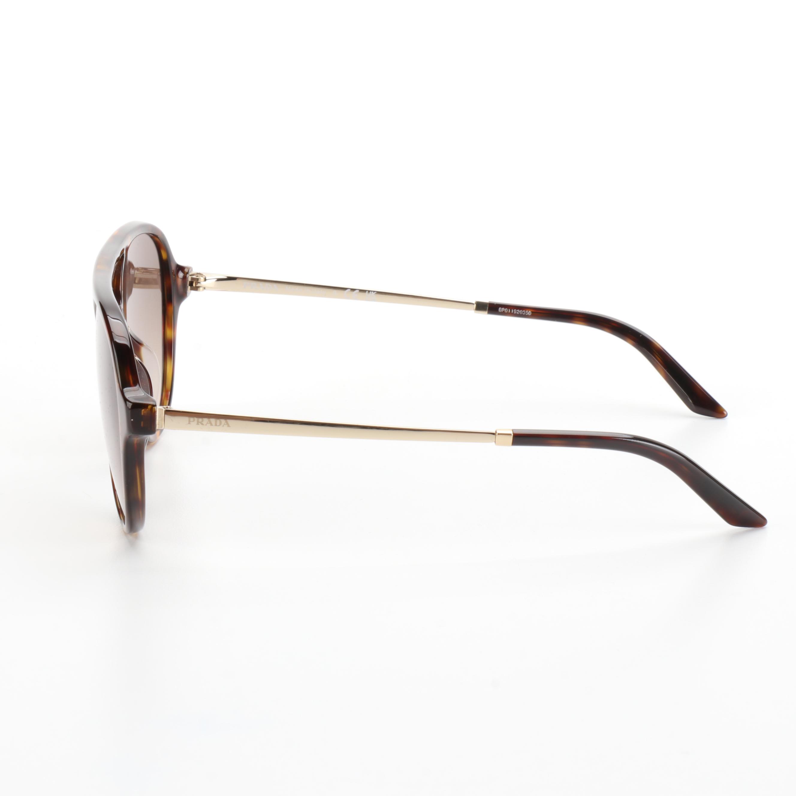 Prada SPR13W-F Pilot Sunglasses in Havana with Case