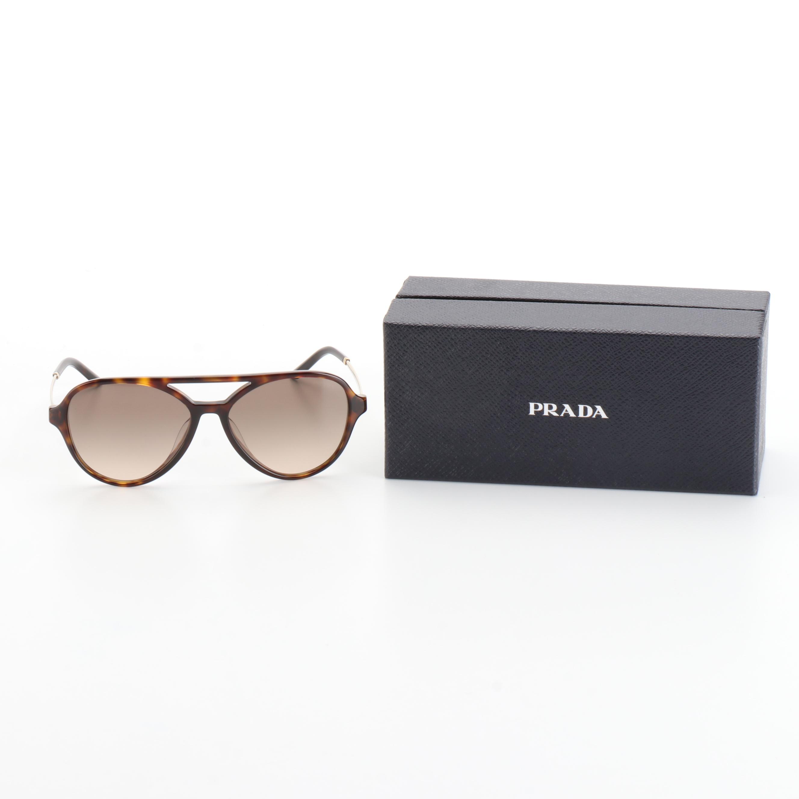 Prada SPR13W-F Pilot Sunglasses in Havana with Case