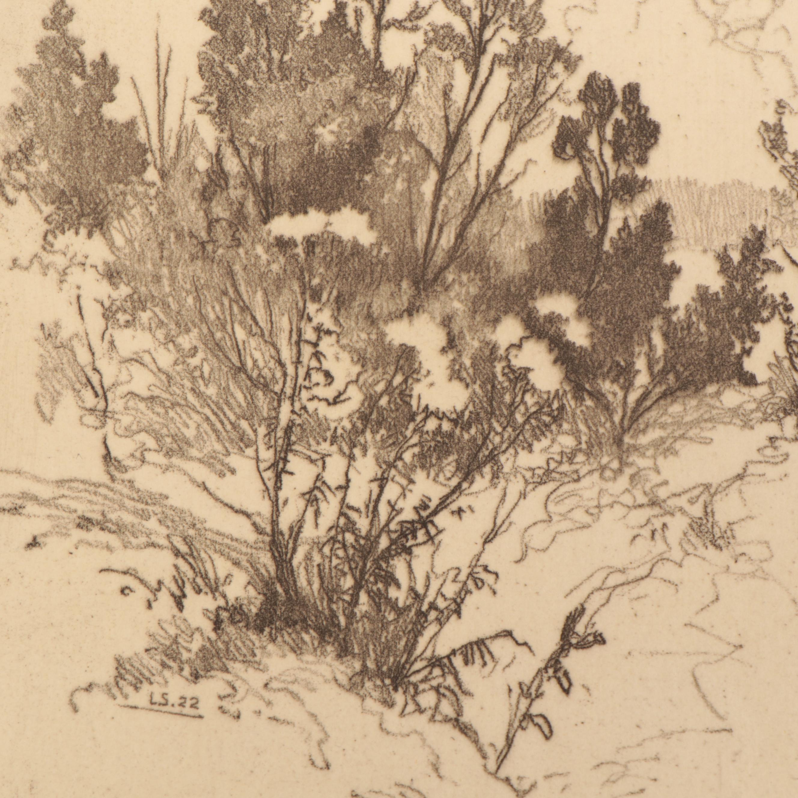 Lee Sturges Etchings Including "The Cornfield - Kentucky Farm," 1920