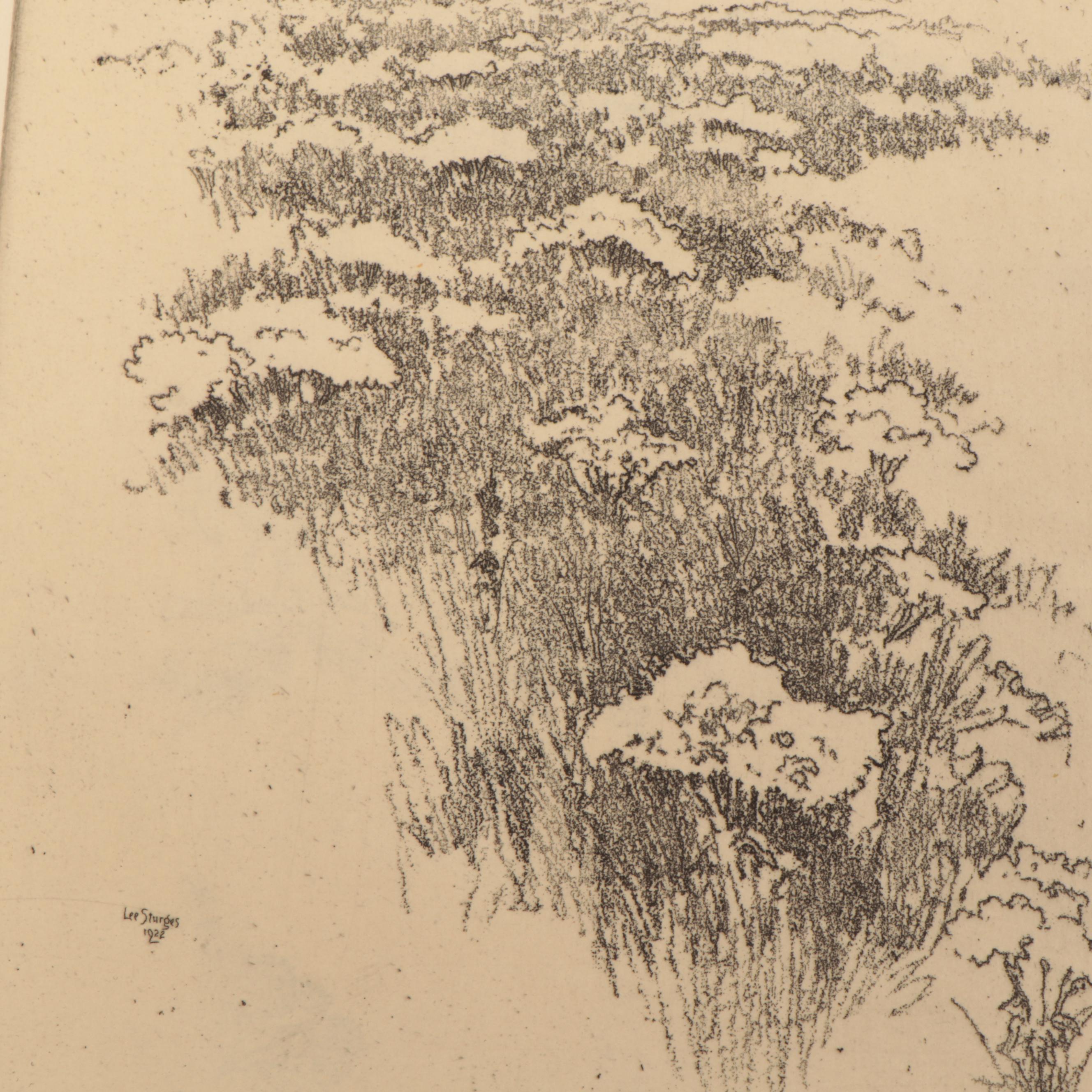 Lee Sturges Etchings Including "The Cornfield - Kentucky Farm," 1920
