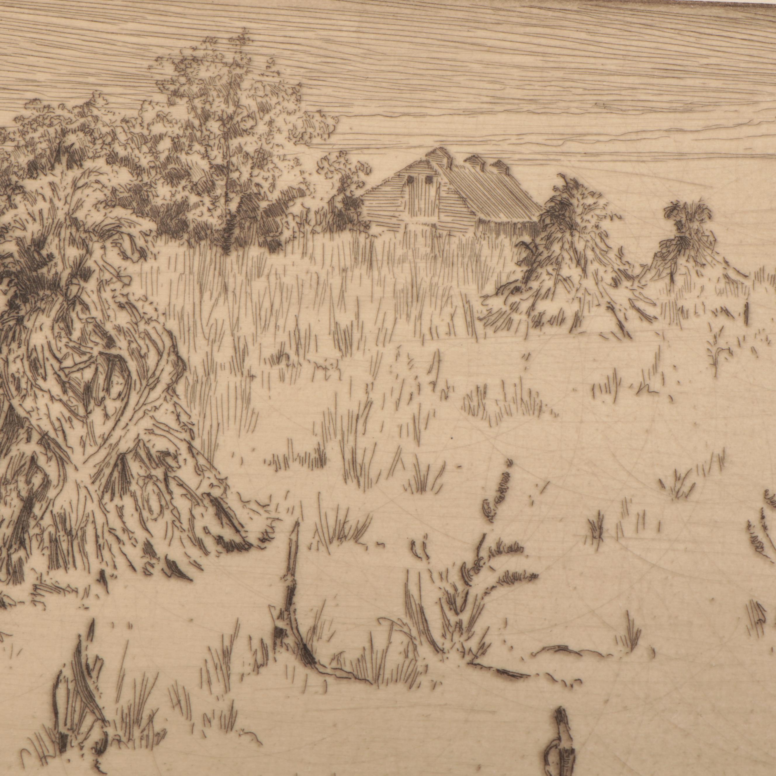 Lee Sturges Etchings Including "The Cornfield - Kentucky Farm," 1920
