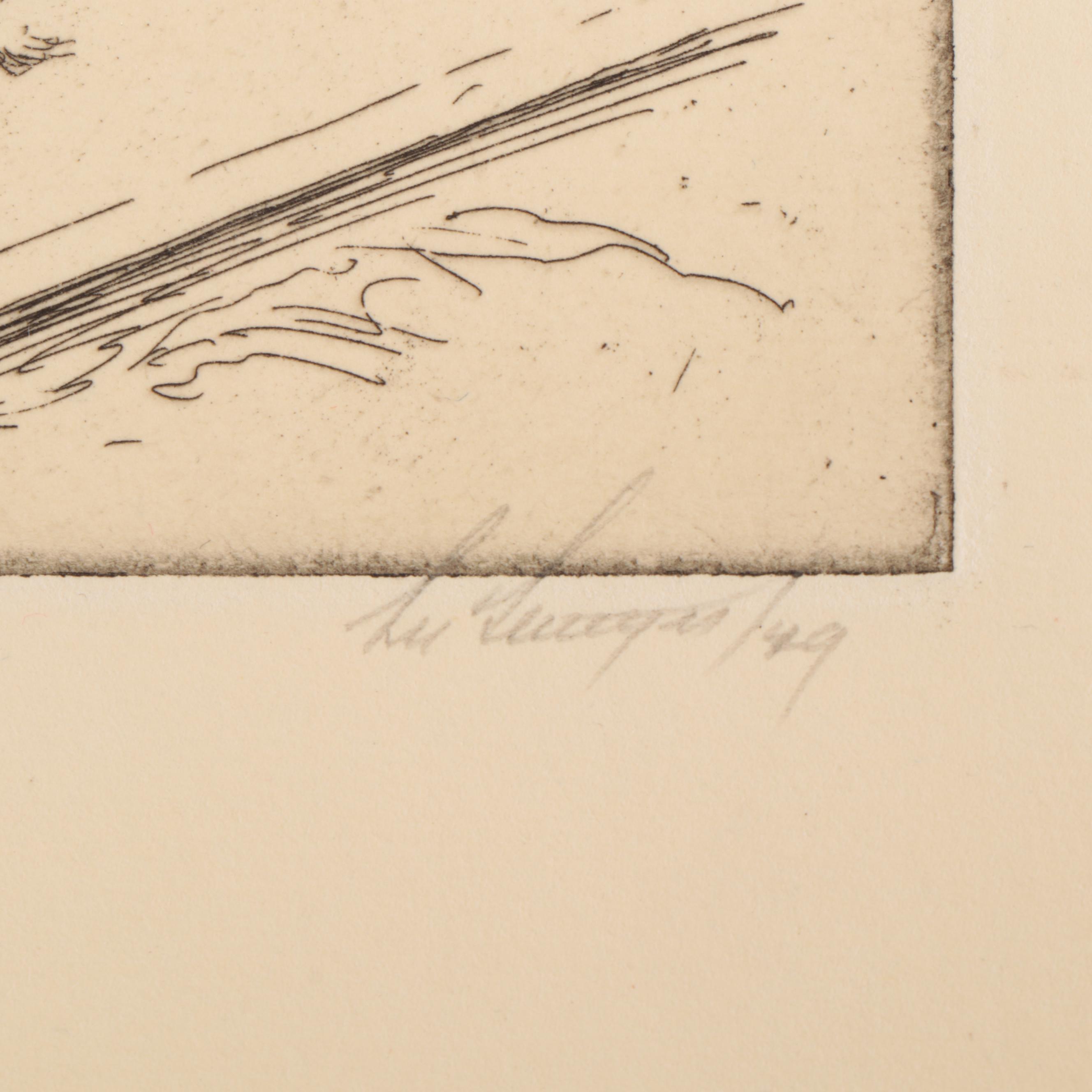 Lee Sturges Etchings Including "The Cornfield - Kentucky Farm," 1920