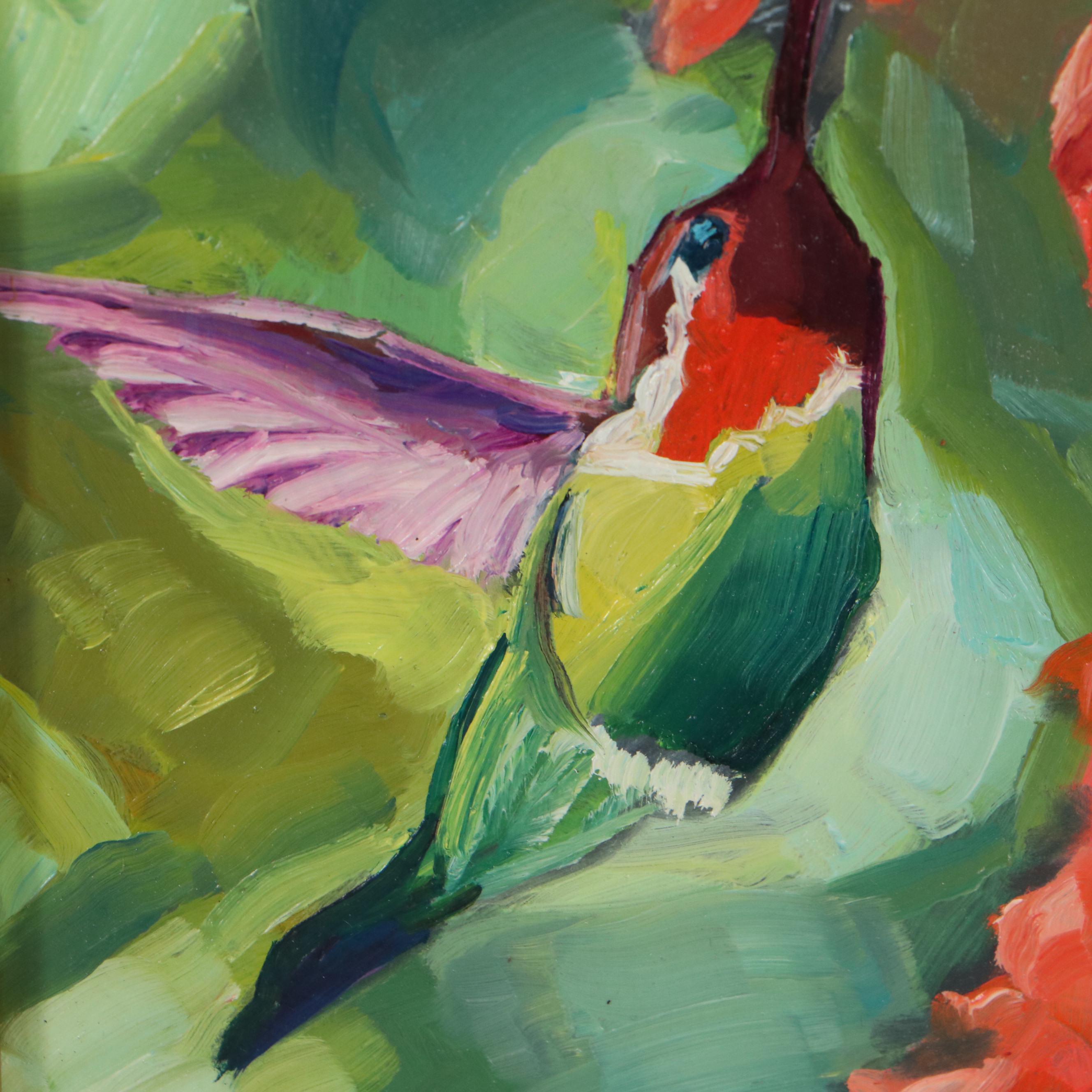 Jeff Claudio Oil Painting "Hummingbird," 21st Century