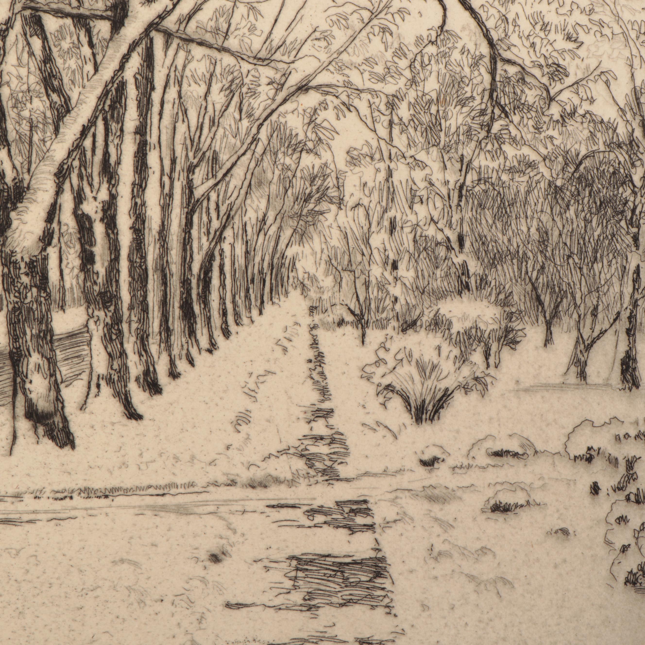 Lee Sturges Landscape Etchings Including "Stark Peak and Mount Wilbur," 1919