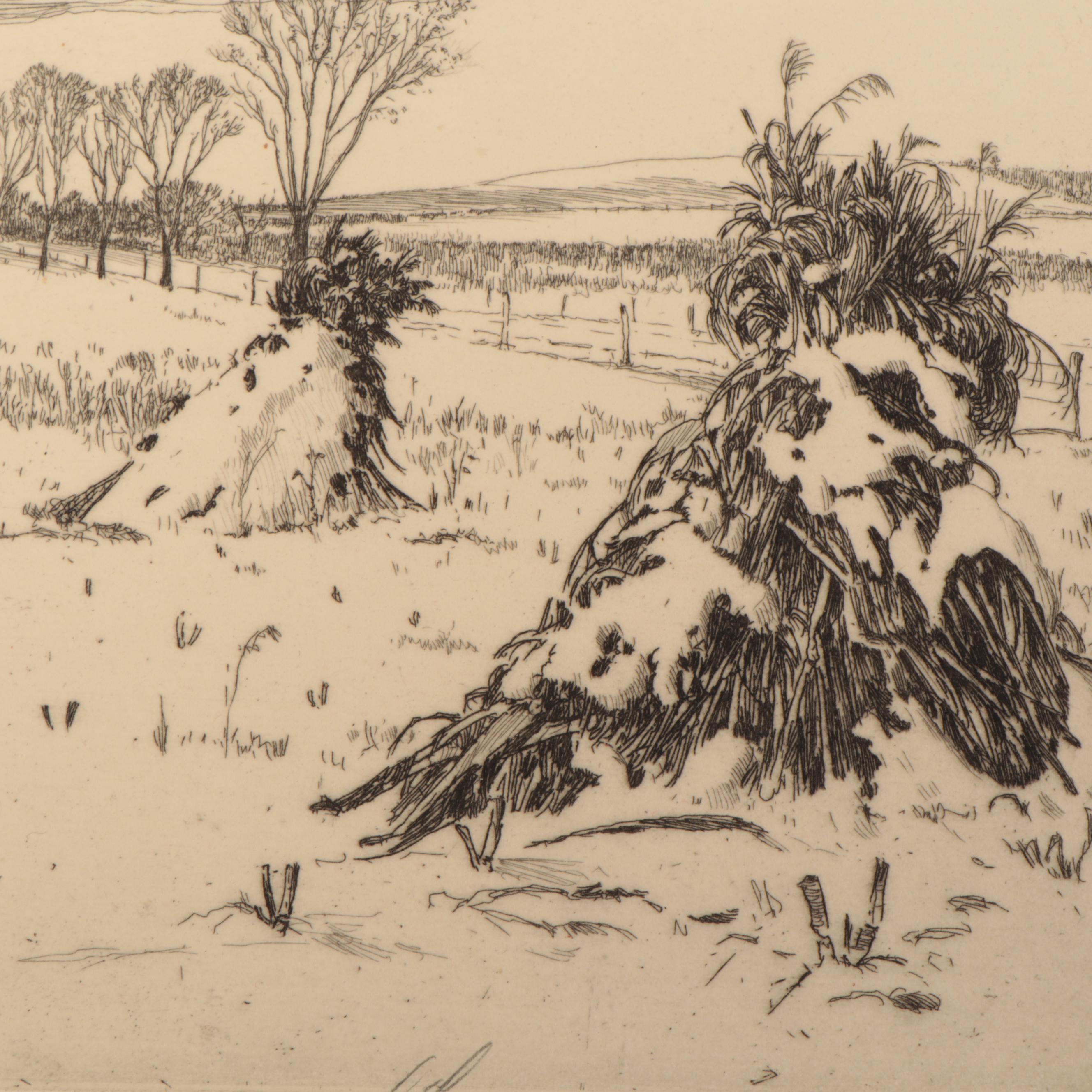 Lee Sturges Landscape Etchings Including "Stark Peak and Mount Wilbur," 1919