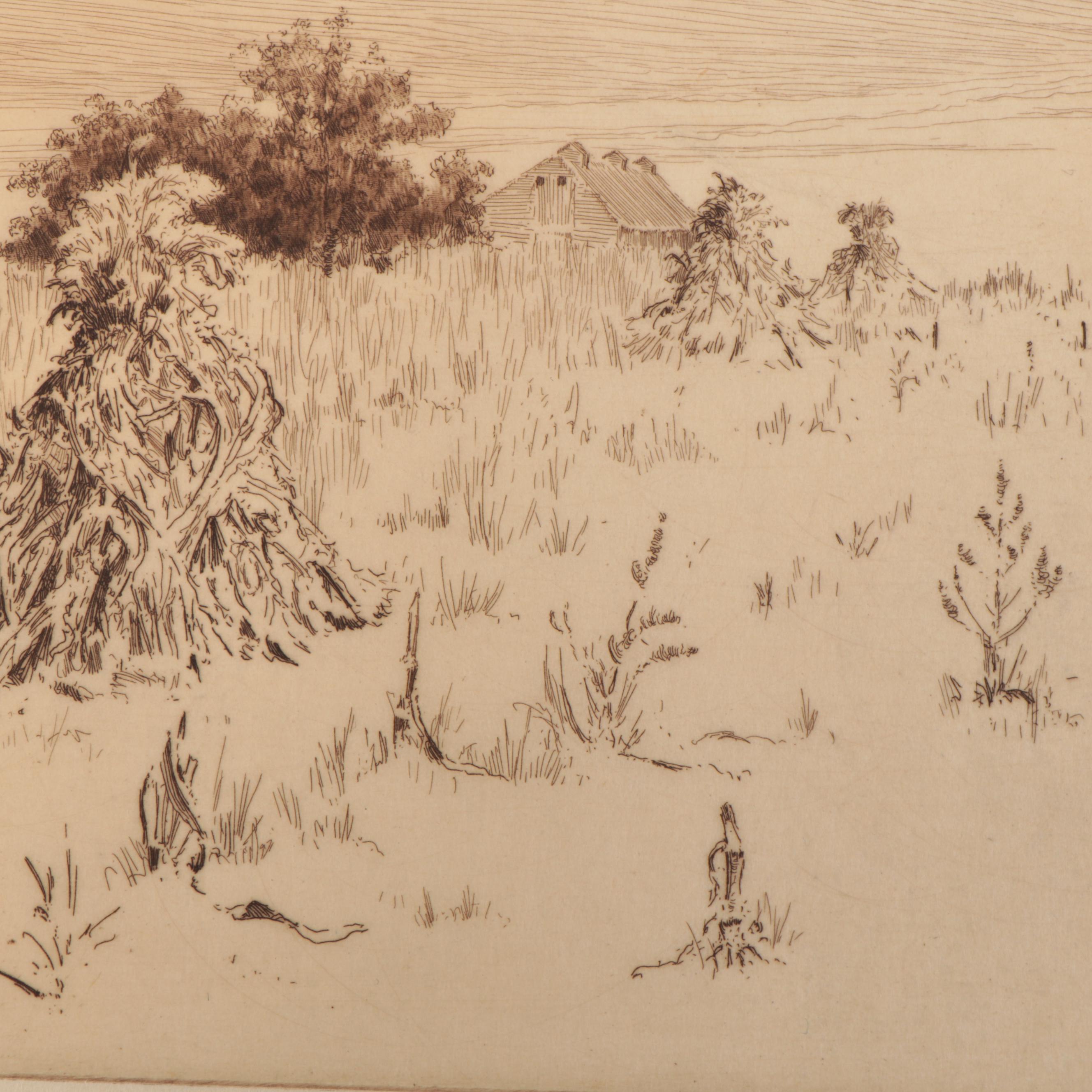 Lee Sturges Landscape Etchings Including "Stark Peak and Mount Wilbur," 1919