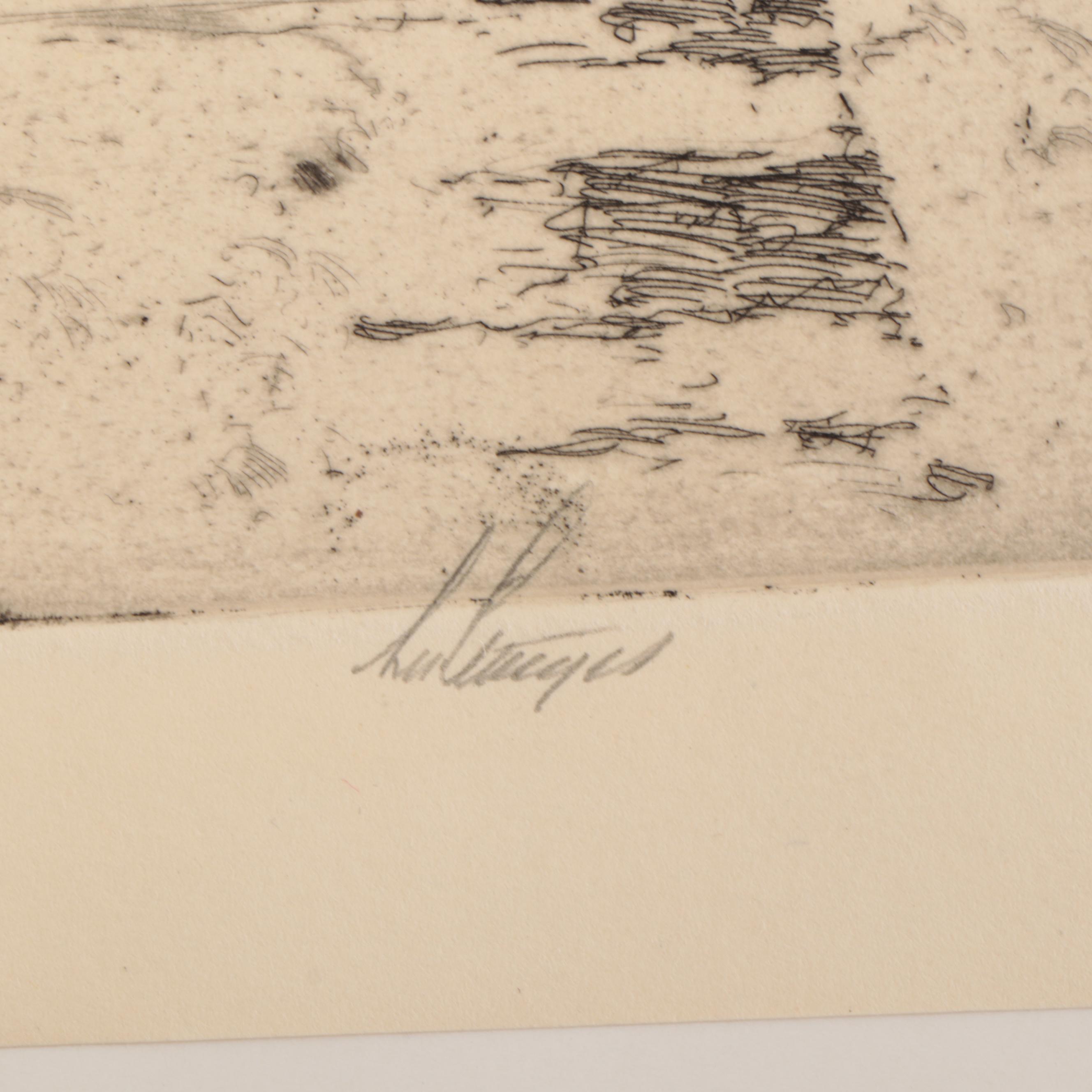 Lee Sturges Landscape Etchings Including "Stark Peak and Mount Wilbur," 1919