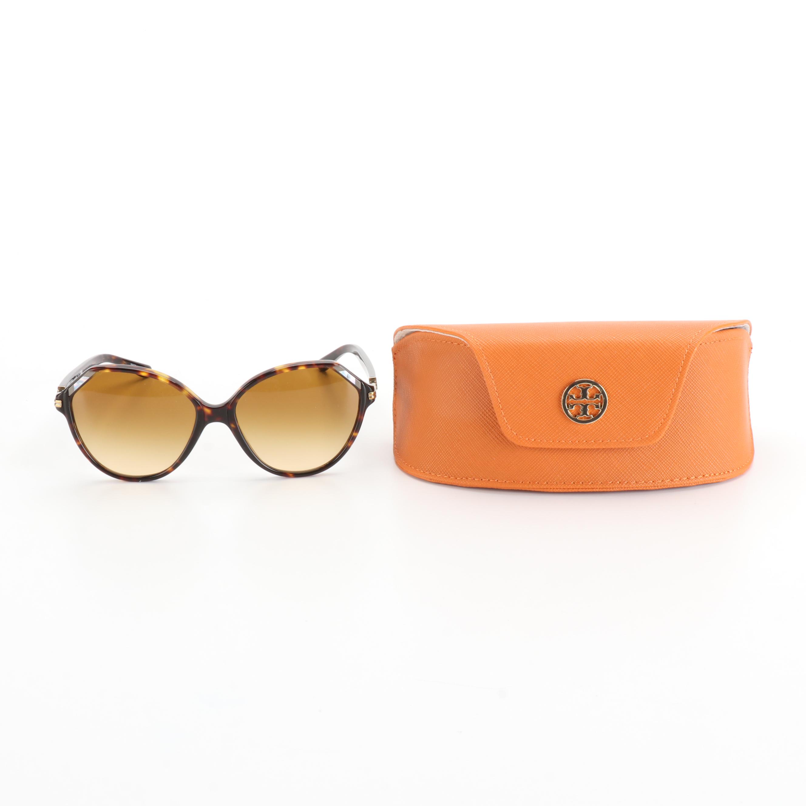 Tory Burch TY7138 Geometric Sunglasses in Tortoise with Case