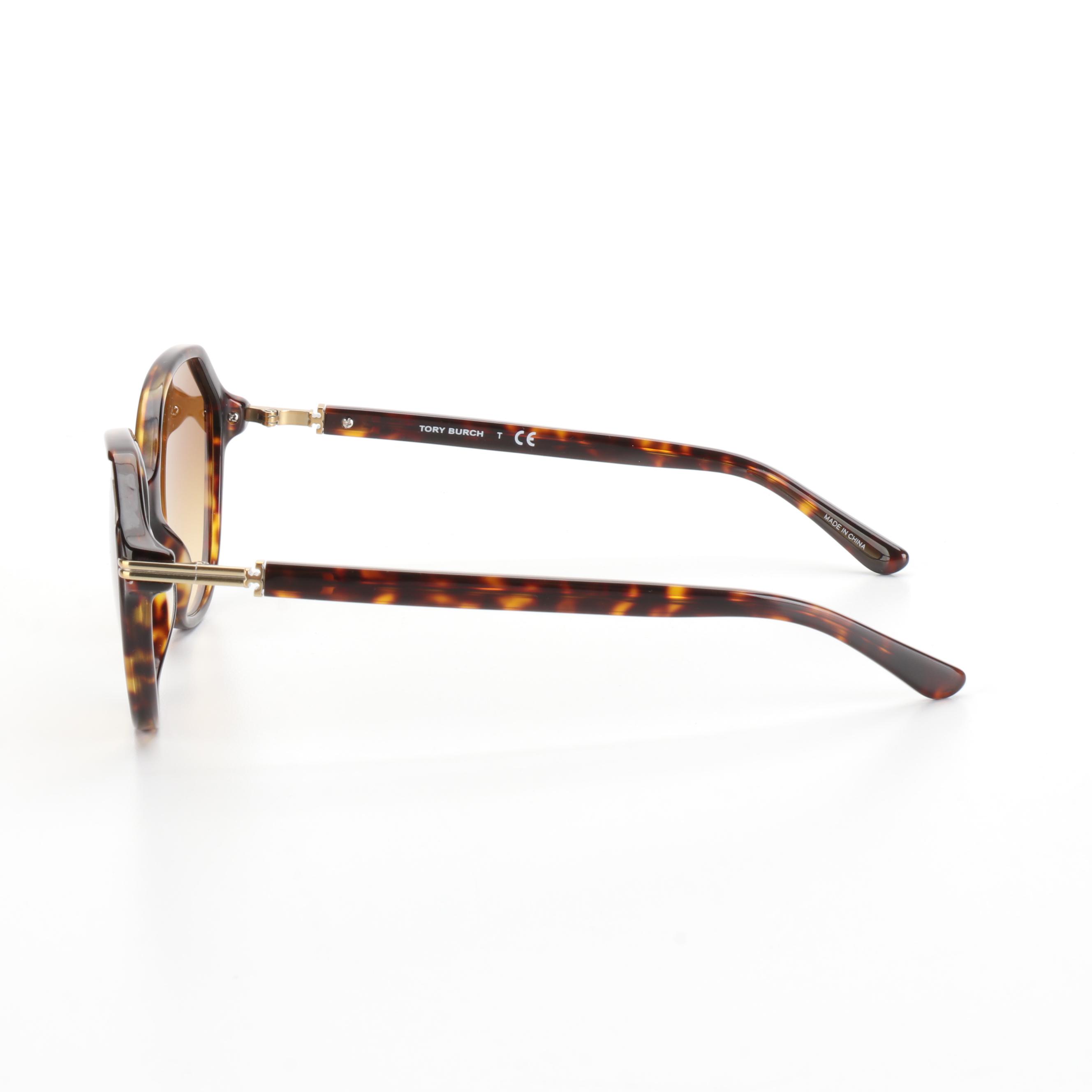 Tory Burch TY7138 Geometric Sunglasses in Tortoise with Case