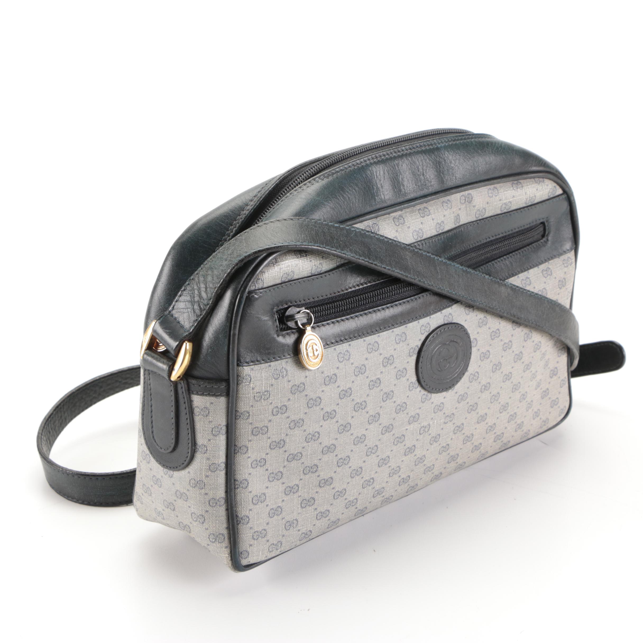 Gucci Shoulder Bag in Blue GG Microguccissima Coated Canvas with Leather Trim