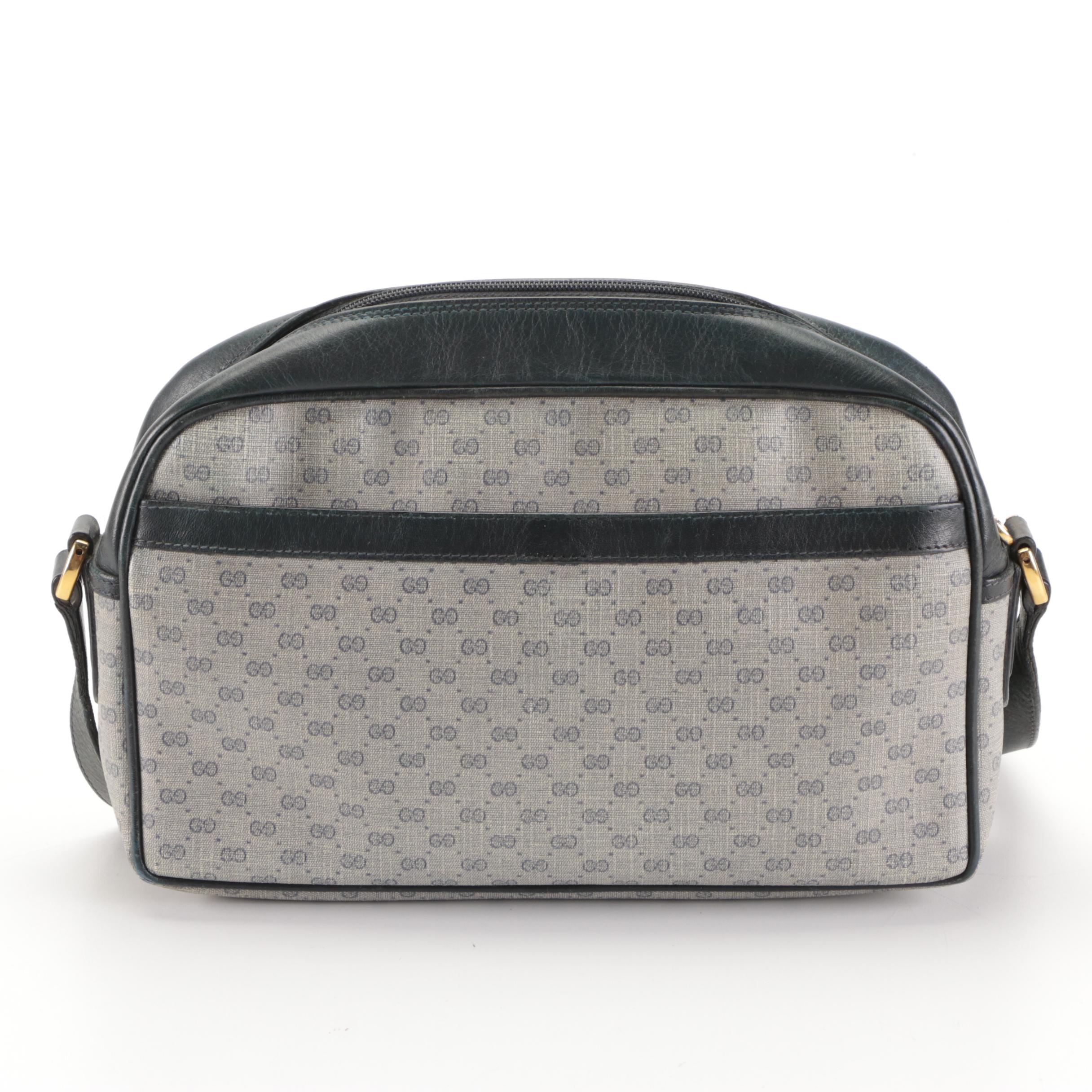 Gucci Shoulder Bag in Blue GG Microguccissima Coated Canvas with Leather Trim