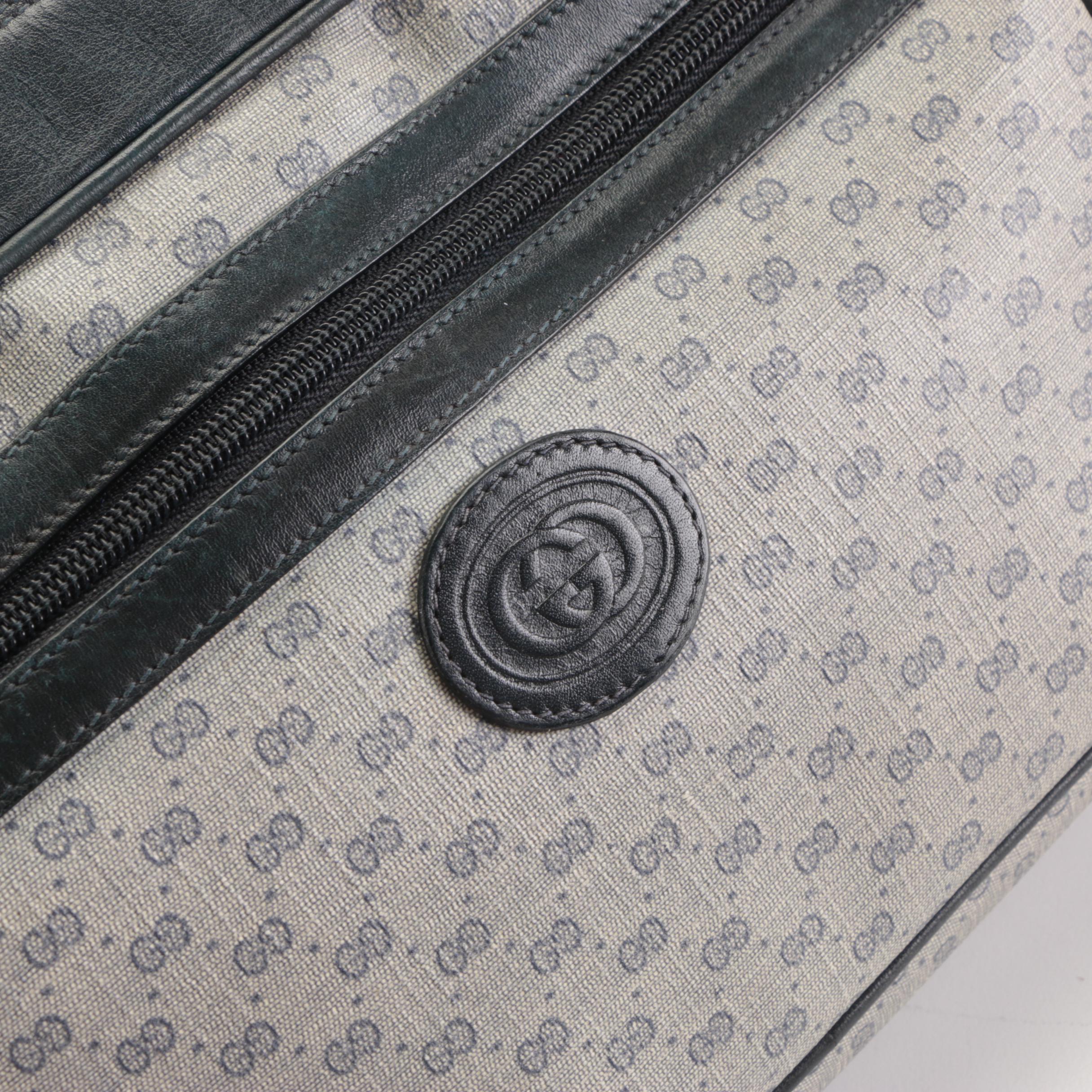 Gucci Shoulder Bag in Blue GG Microguccissima Coated Canvas with Leather Trim