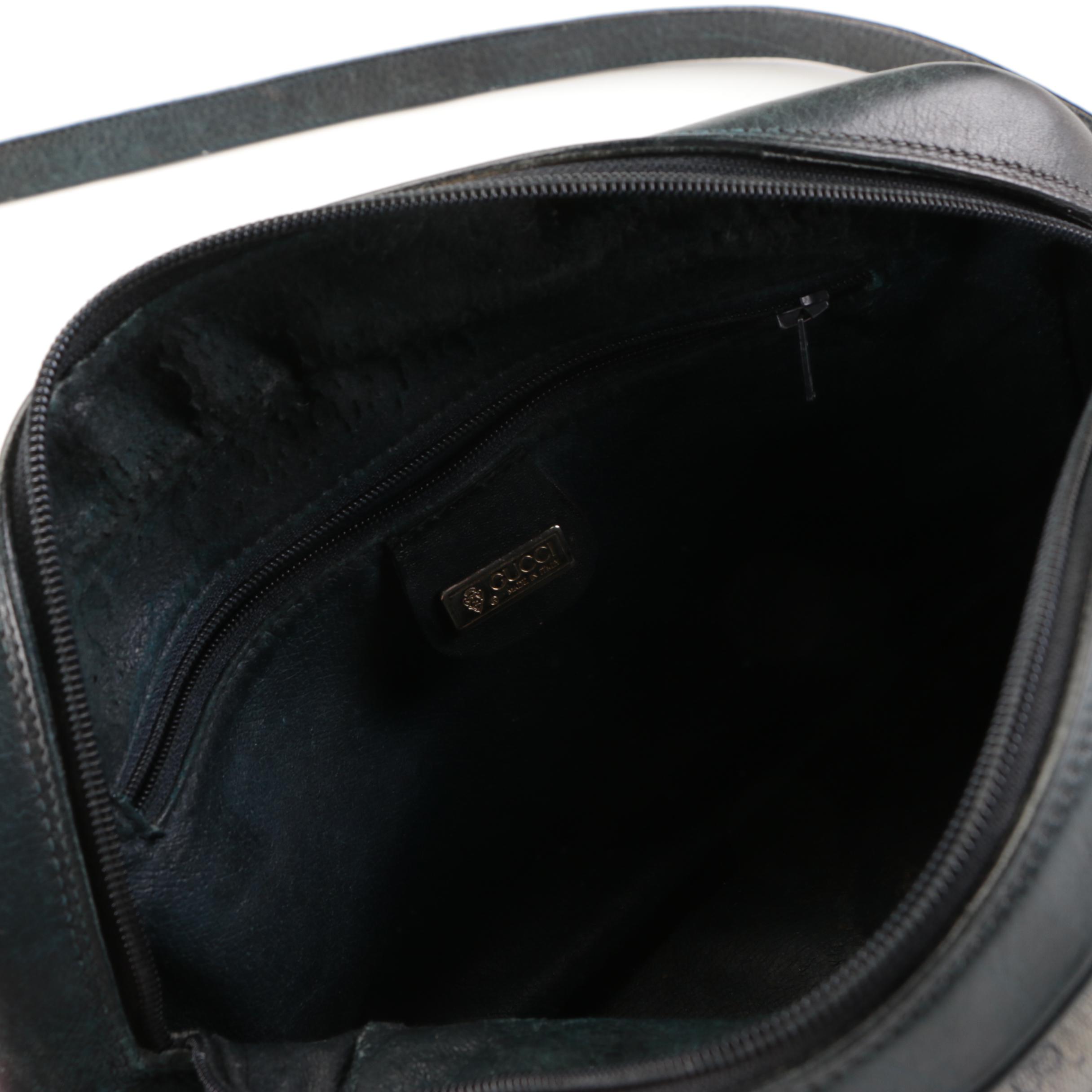 Gucci Shoulder Bag in Blue GG Microguccissima Coated Canvas with Leather Trim