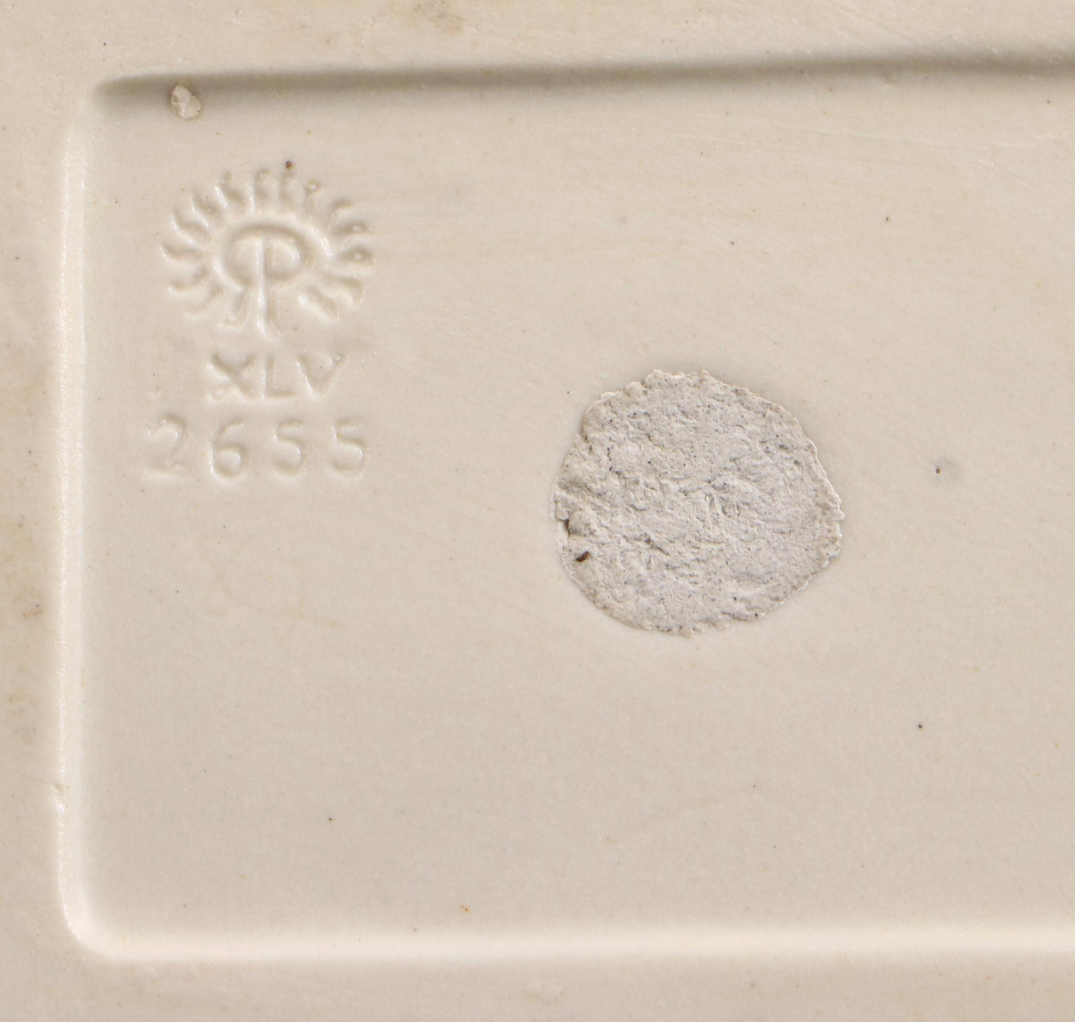 Rookwood Pottery Ivory Glaze Owl Bookends, 1945