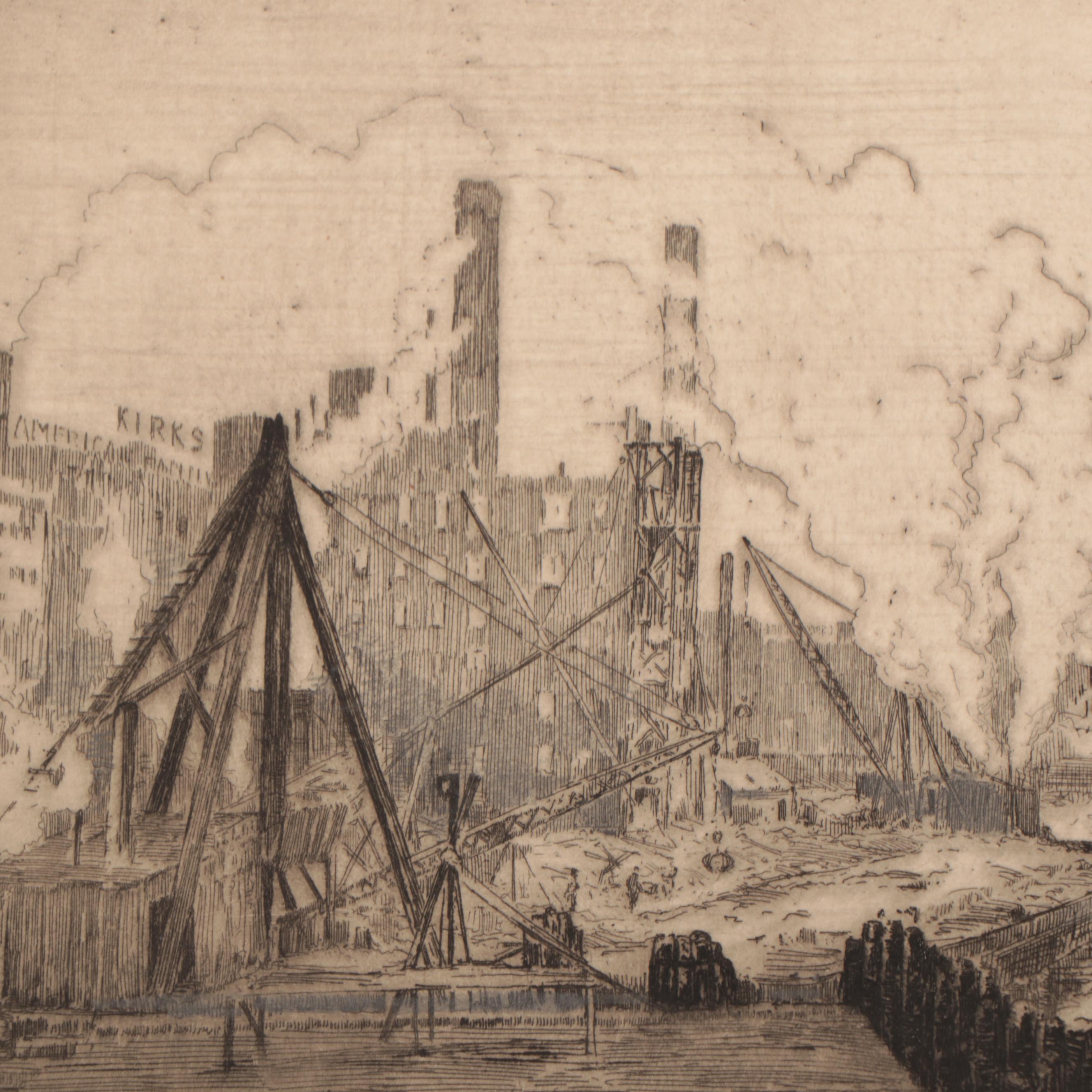 Lee Sturges Etchings "Pier for Boulevard Bridge" and "Coal Docks"