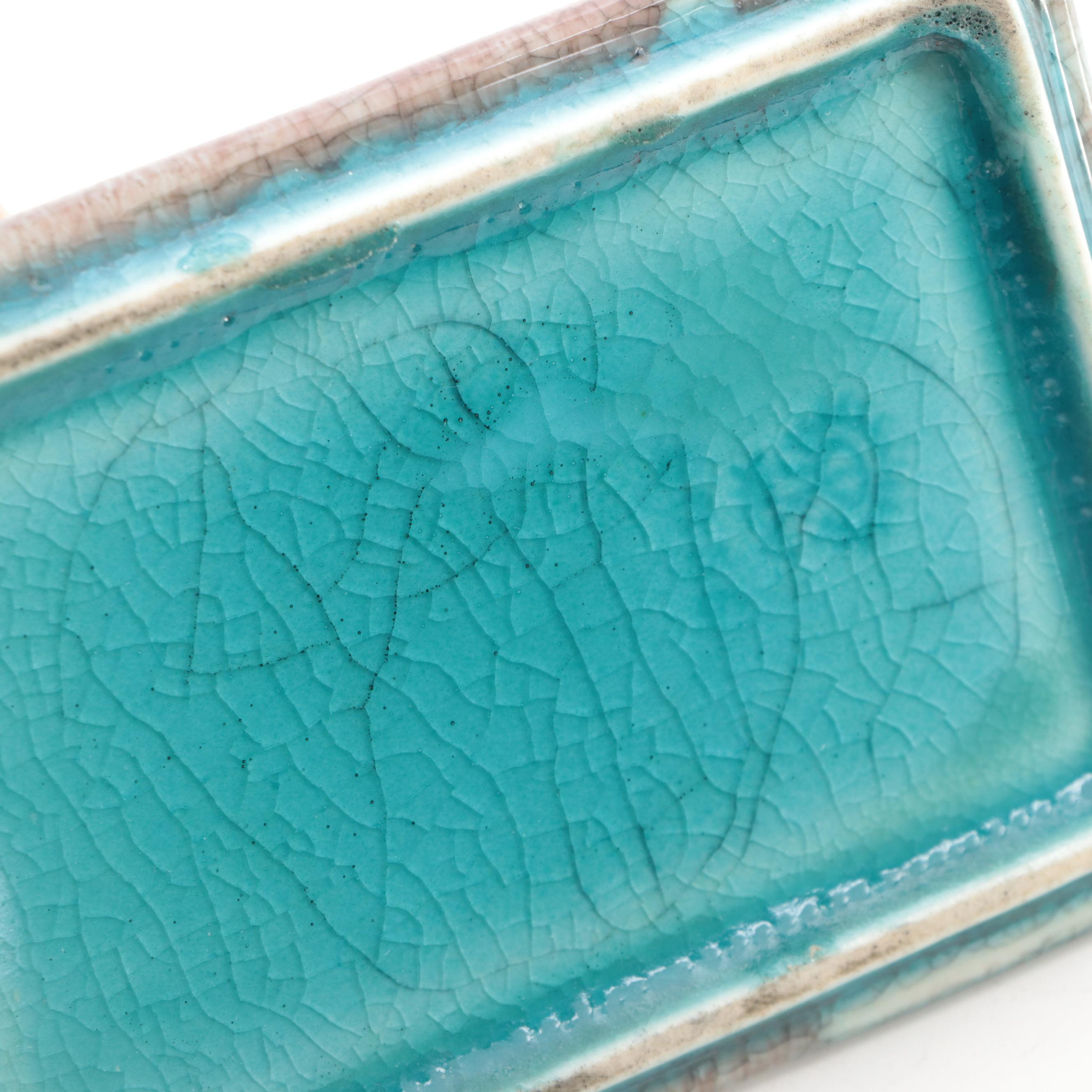 Rookwood Pottery Blue and Purple Mottled Glazed Box, 1945