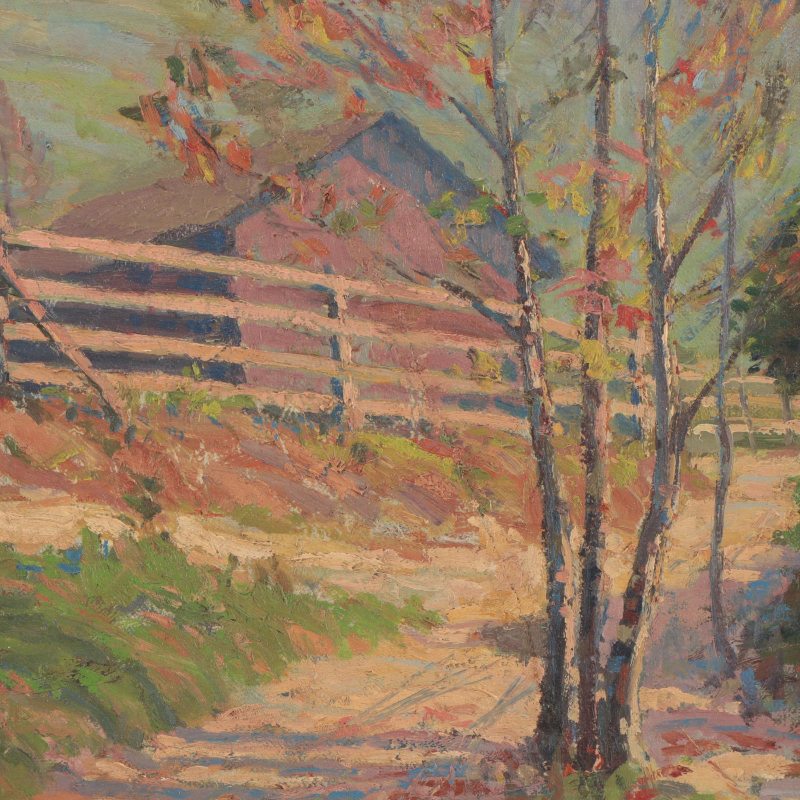 Frank Harmon Myers Oil Painting of Rural Landscape, Early-Mid 20th century