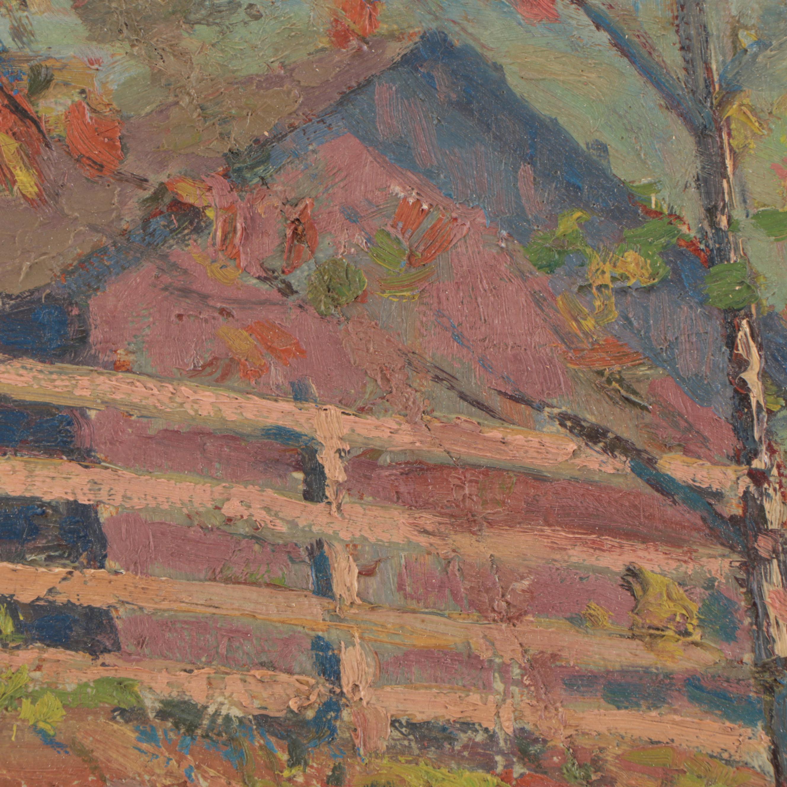 Frank Harmon Myers Oil Painting of Rural Landscape, Early-Mid 20th century