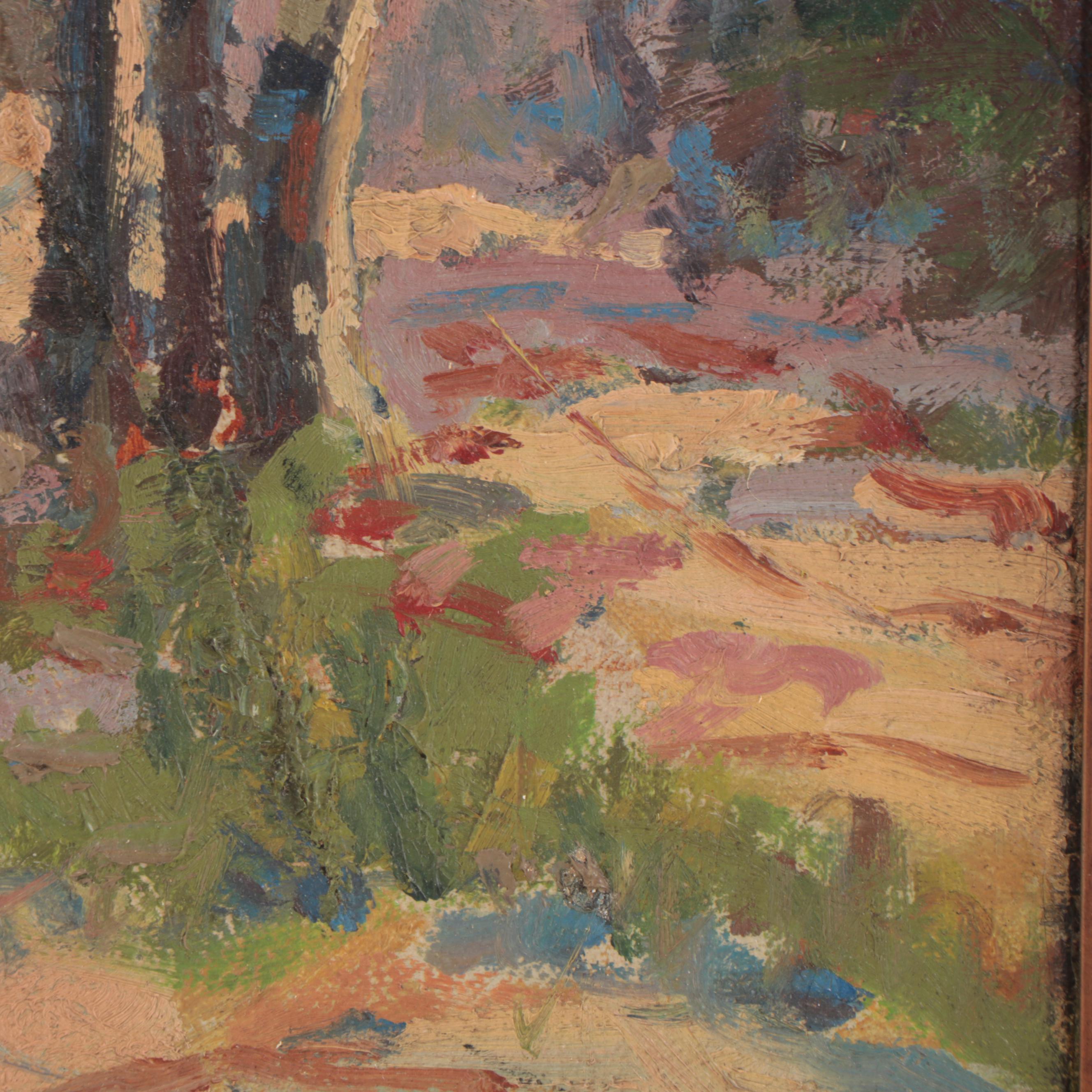 Frank Harmon Myers Oil Painting of Rural Landscape, Early-Mid 20th century