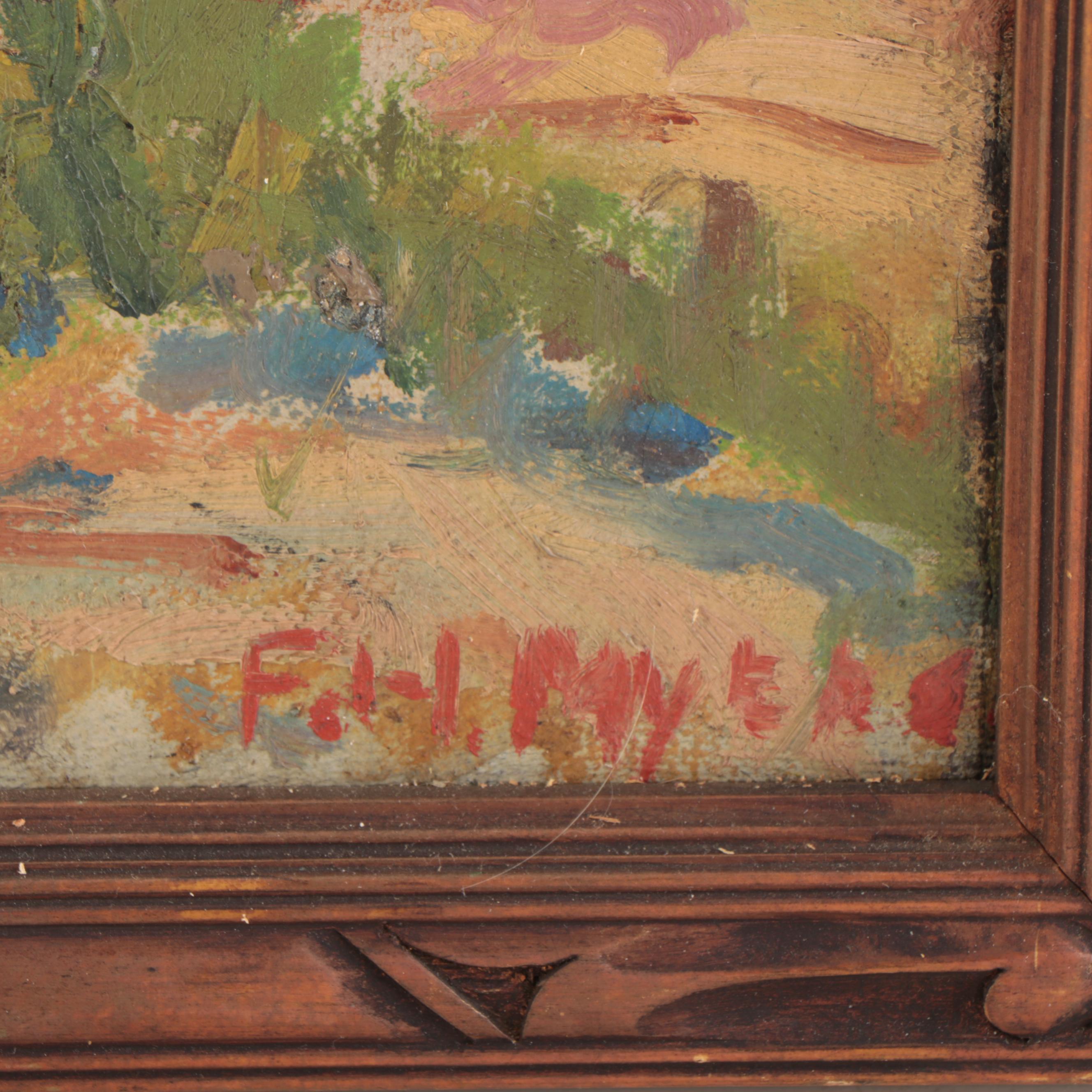 Frank Harmon Myers Oil Painting of Rural Landscape, Early-Mid 20th century