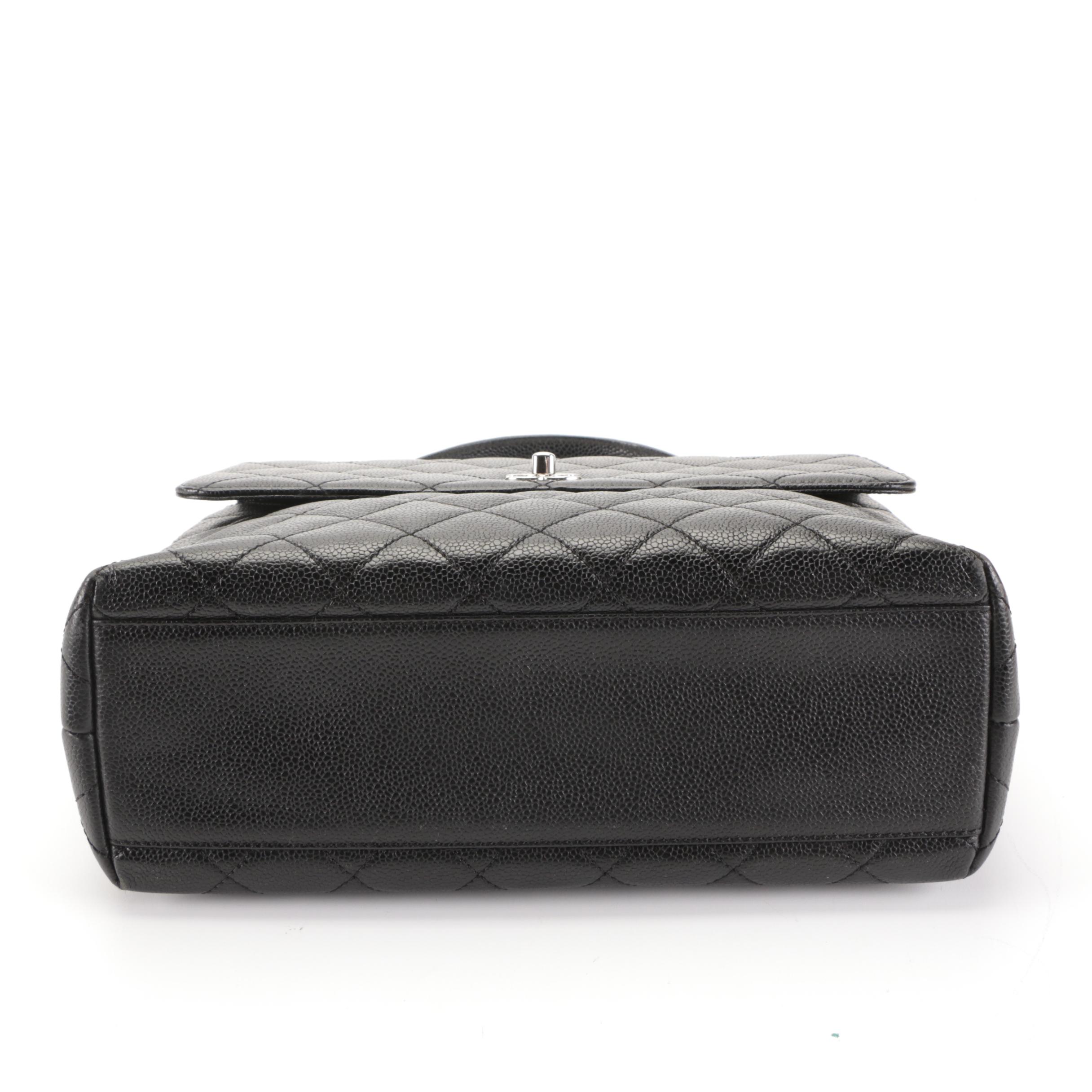 Chanel Top Handle Flap Bag in Quilted Caviar Leather