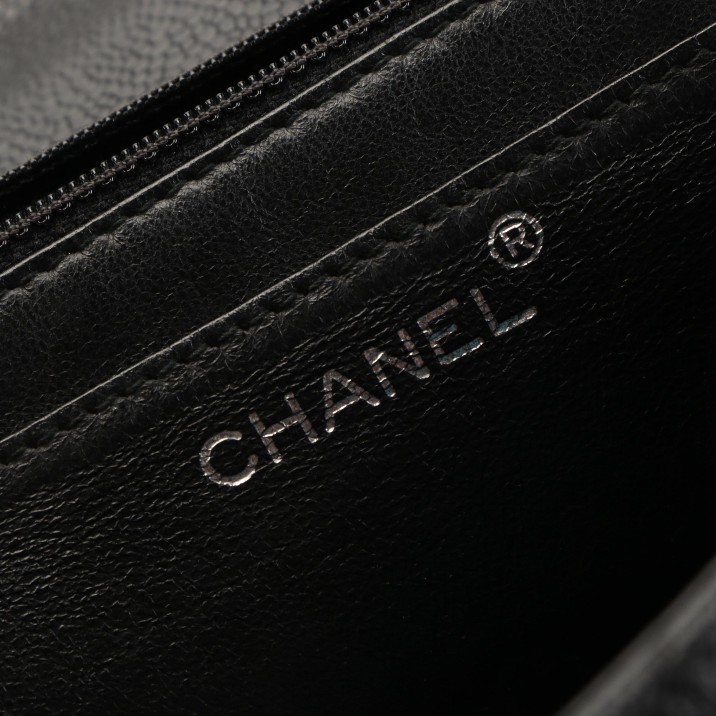 Chanel Top Handle Flap Bag in Quilted Caviar Leather