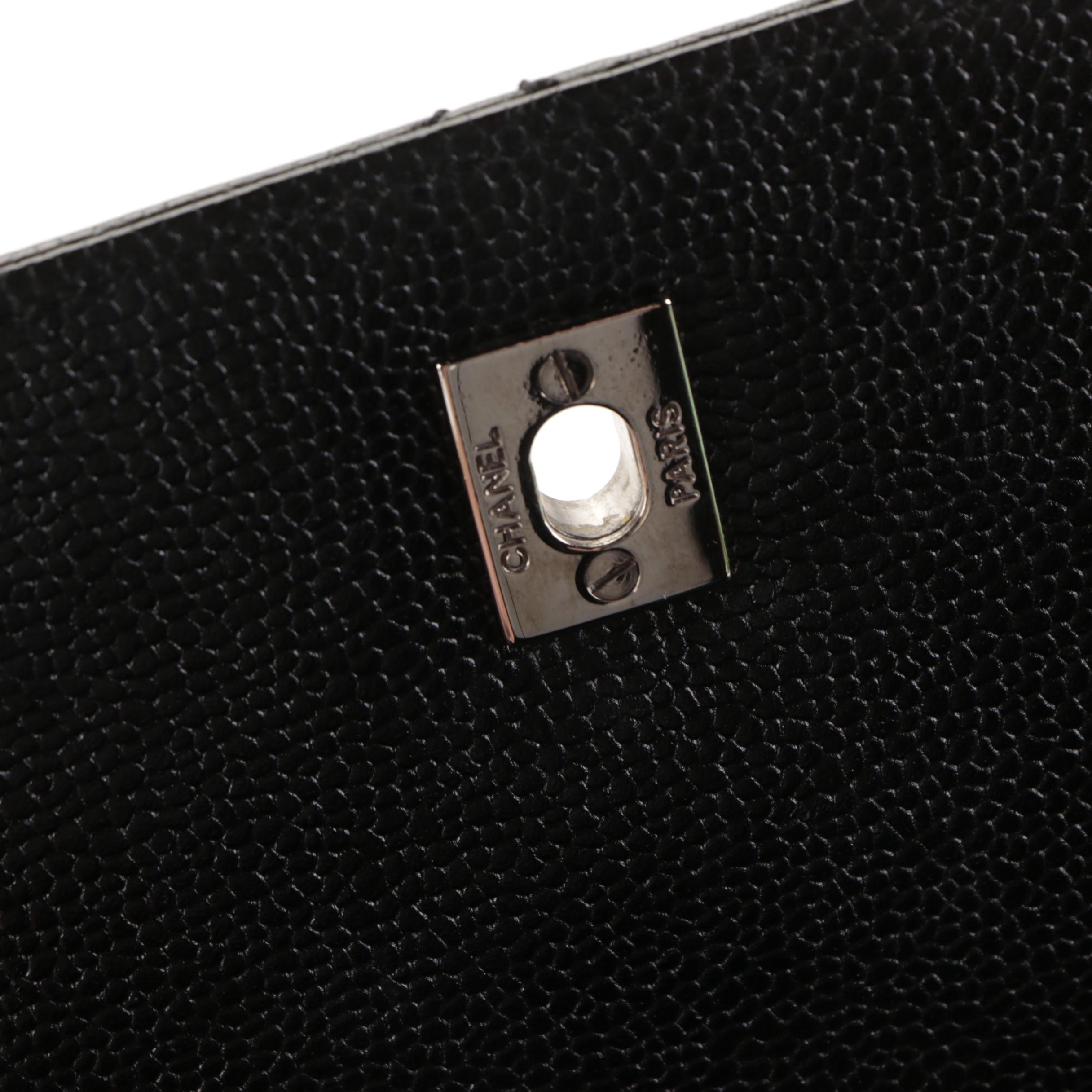 Chanel Top Handle Flap Bag in Quilted Caviar Leather