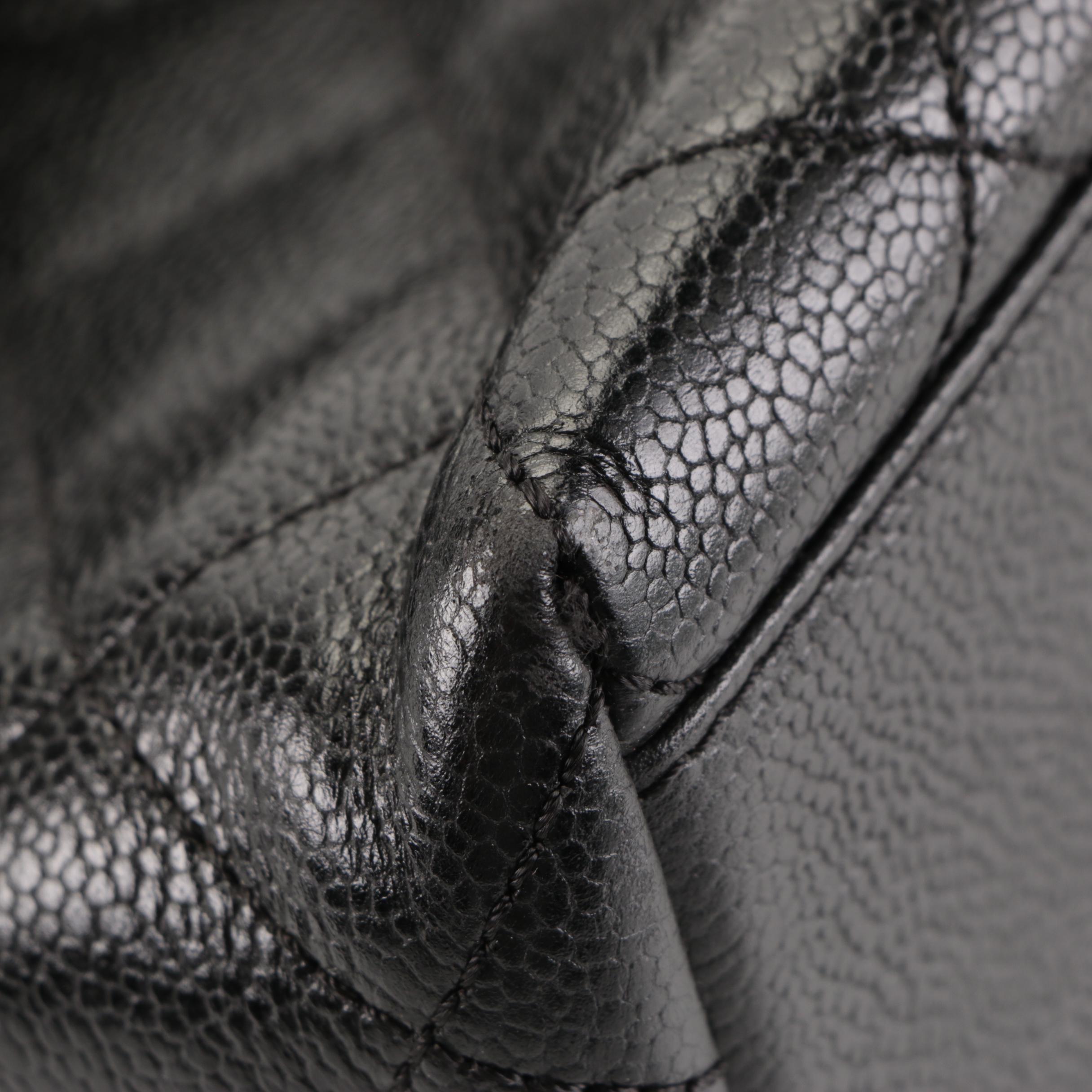 Chanel Top Handle Flap Bag in Quilted Caviar Leather