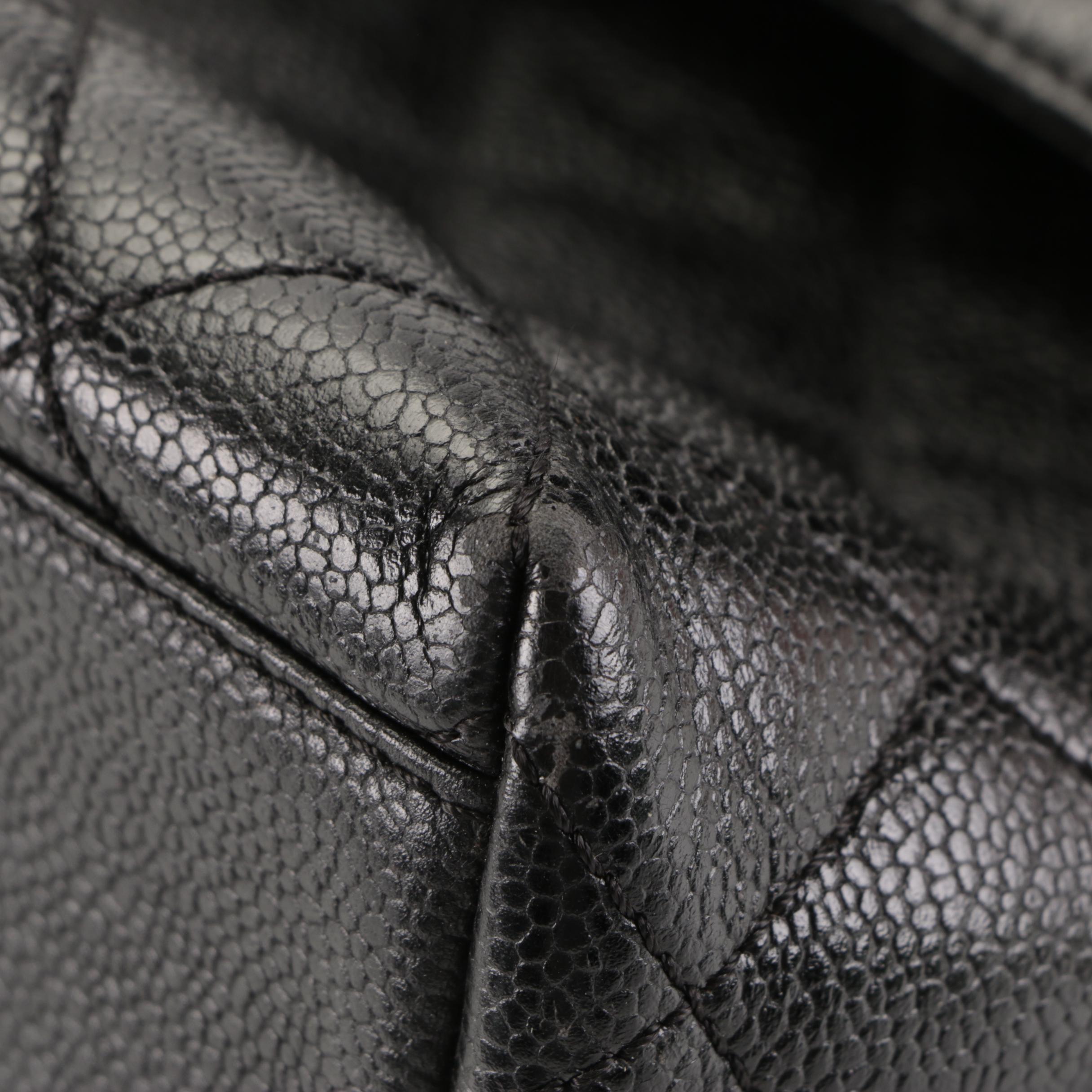 Chanel Top Handle Flap Bag in Quilted Caviar Leather