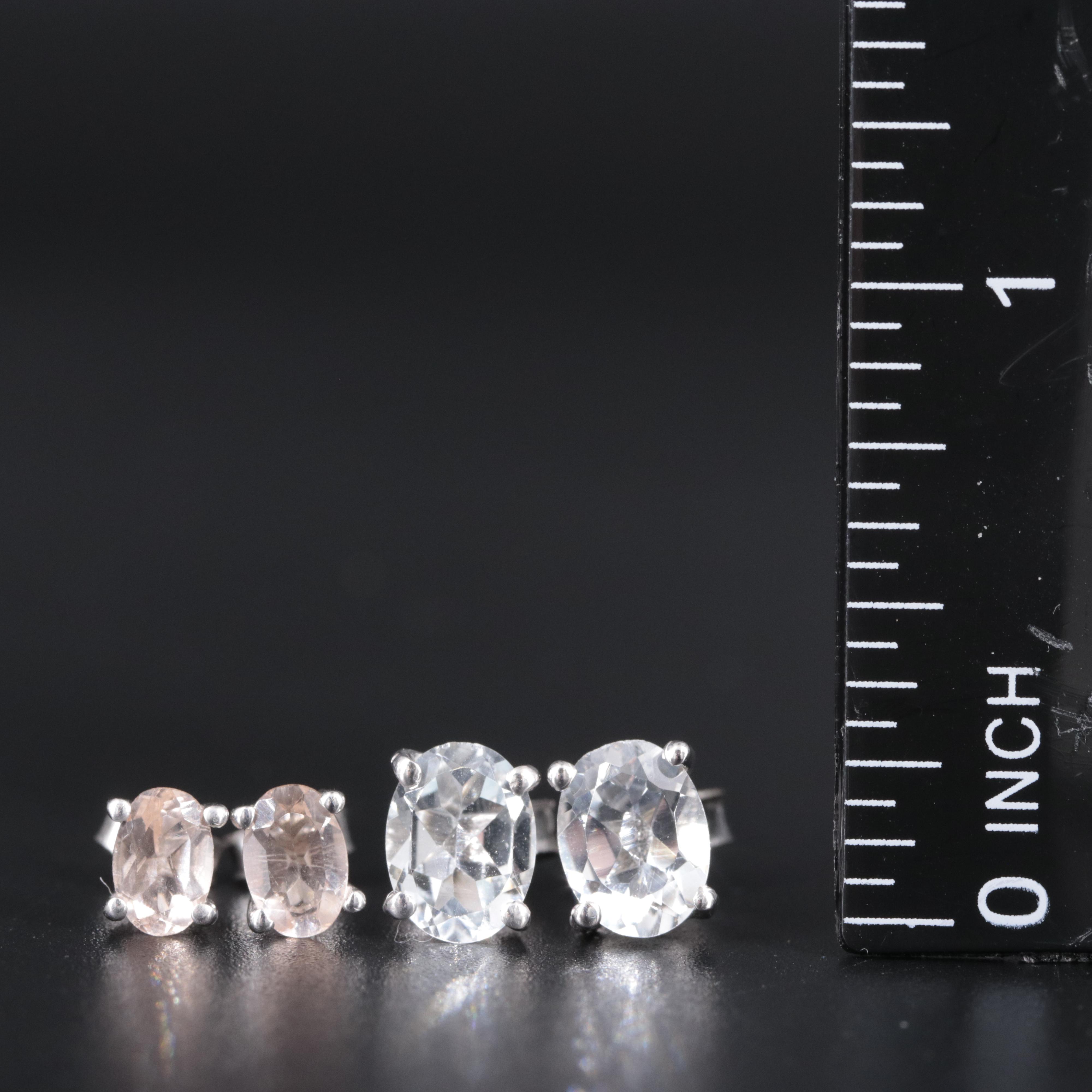 Sterling Silver Gemstone Stud Earrings